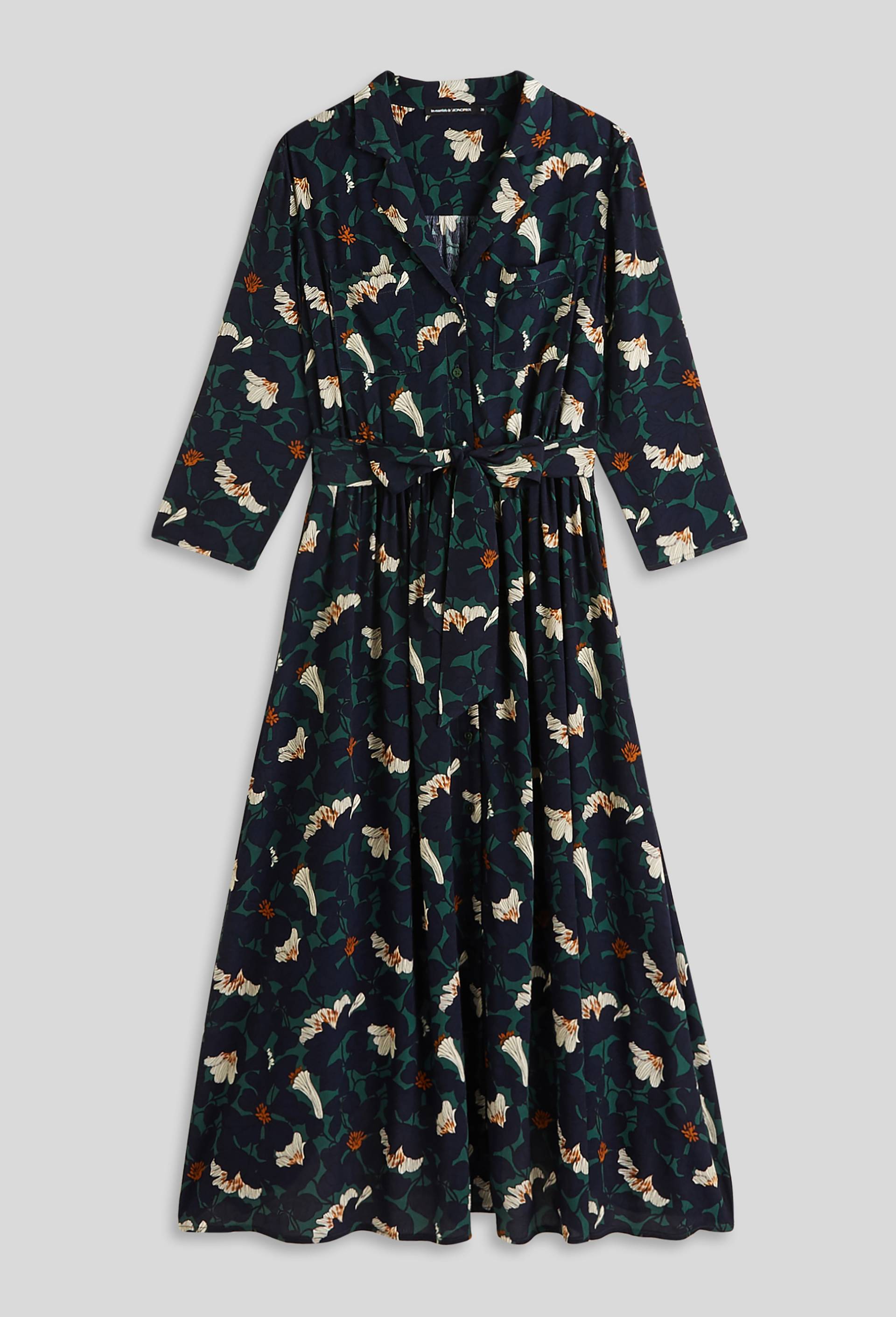 Robe chemise à imprimé floral en viscose, Vert foncé, large image number 2.0