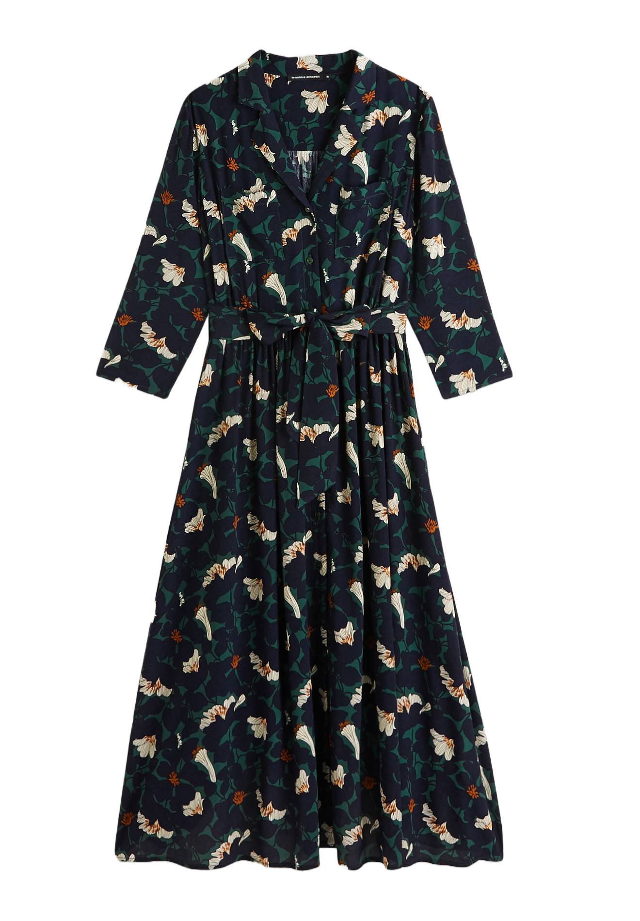 Robe chemise à imprimé floral en viscose, Vert foncé, large image number 5.0