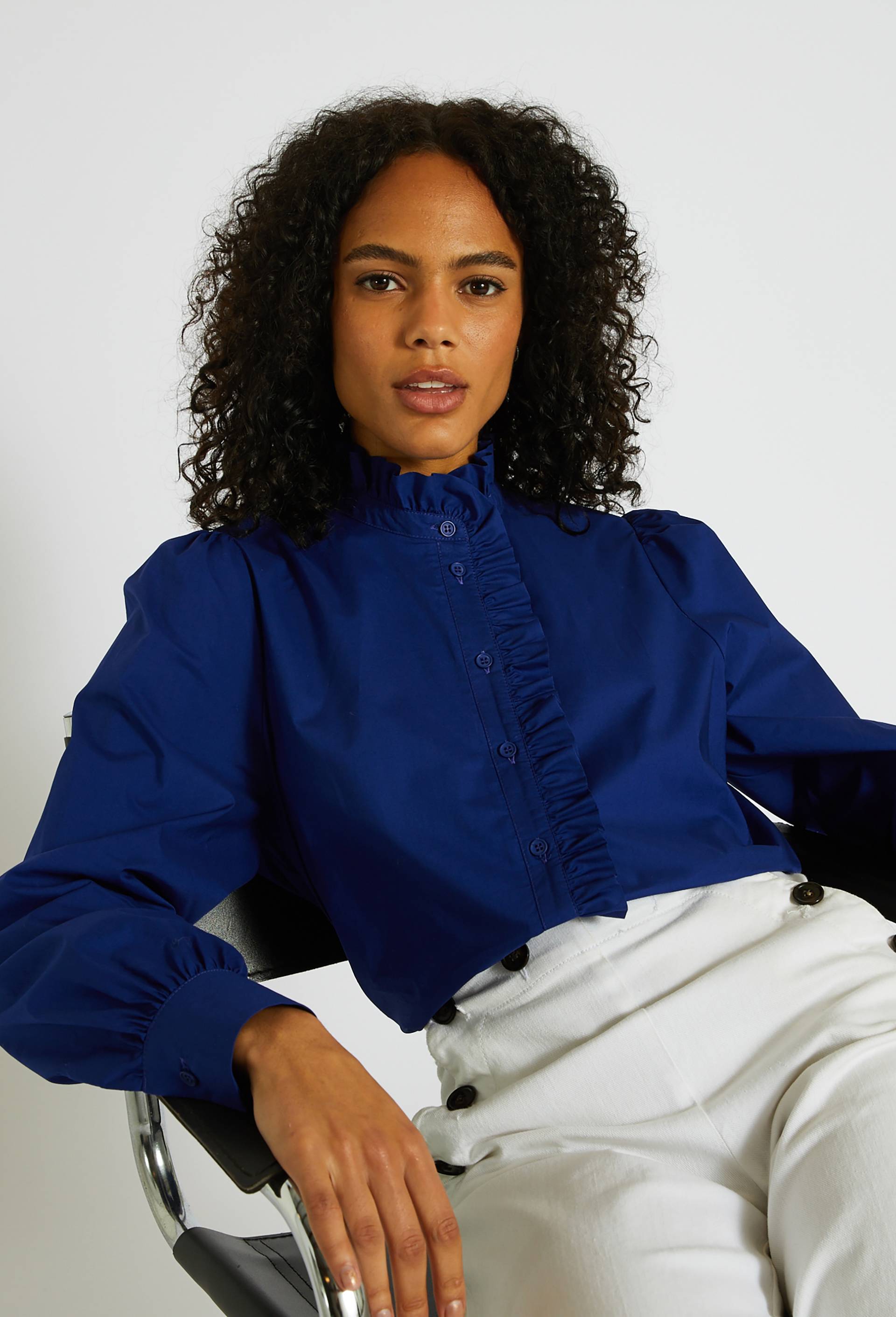 Chemise en coton manches longues, Bleu, large image number 0