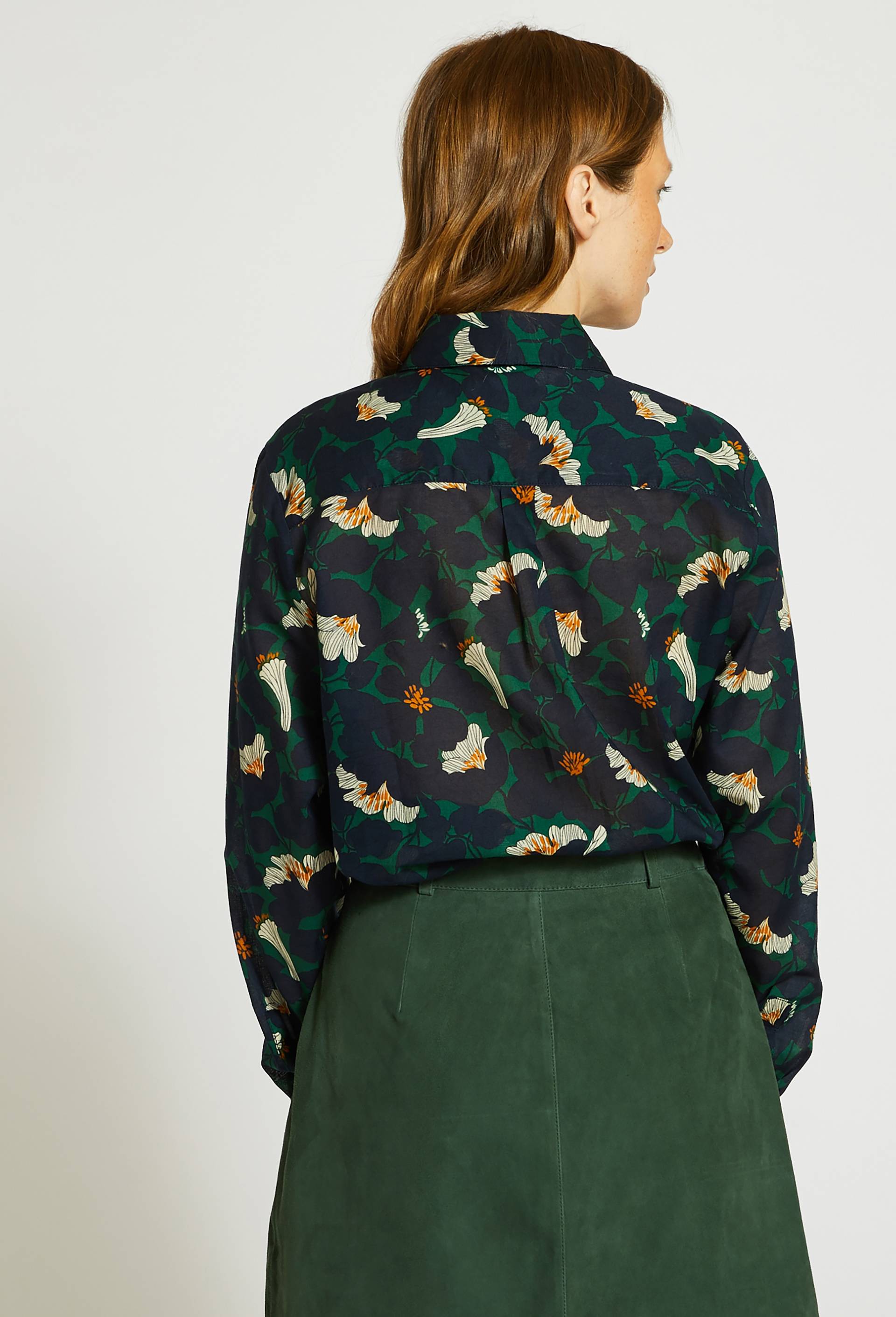 Chemise manches longues en coton BIO, Vert foncé, large image number 1