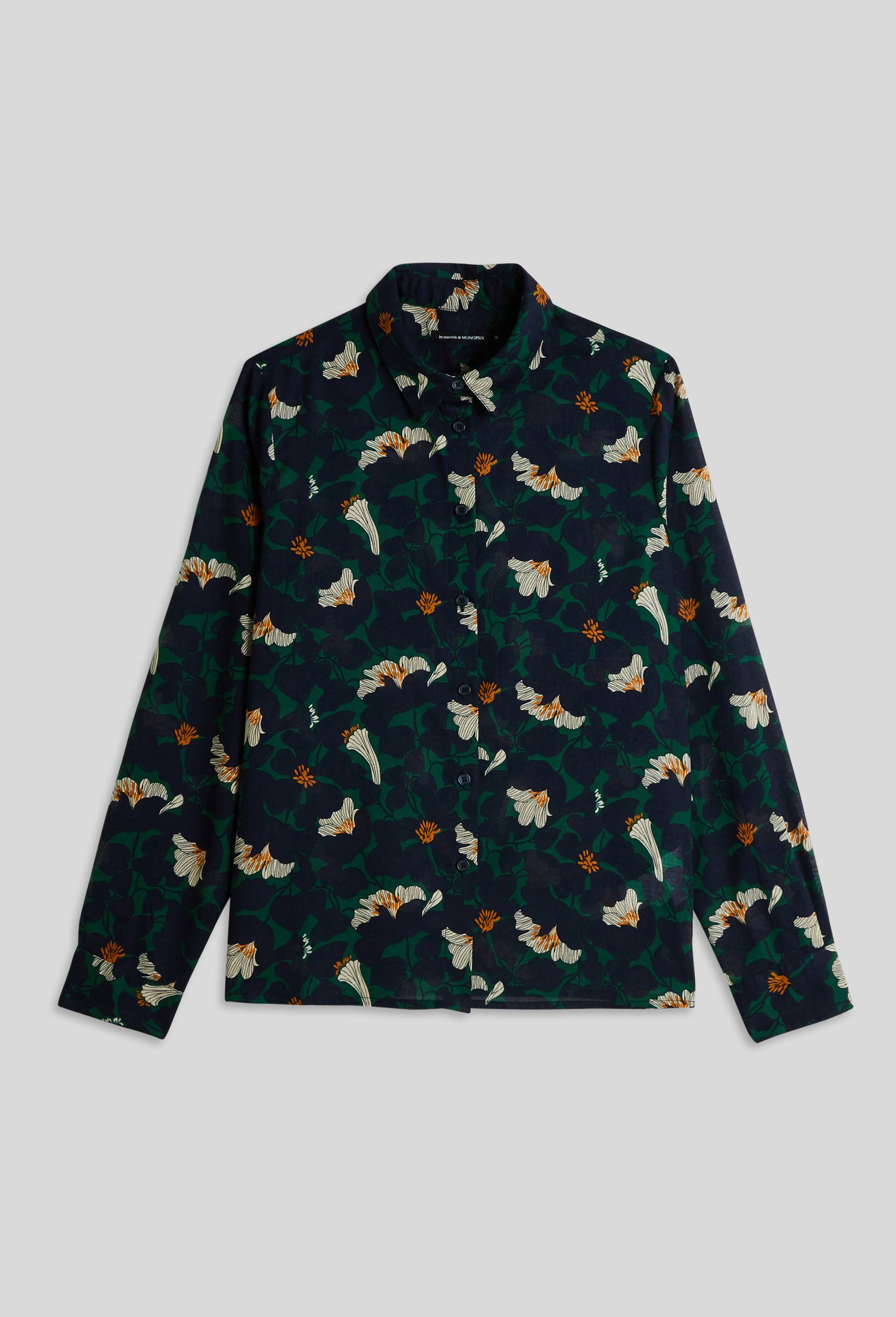 Chemise manches longues en coton BIO, Vert foncé, large image number 2.0