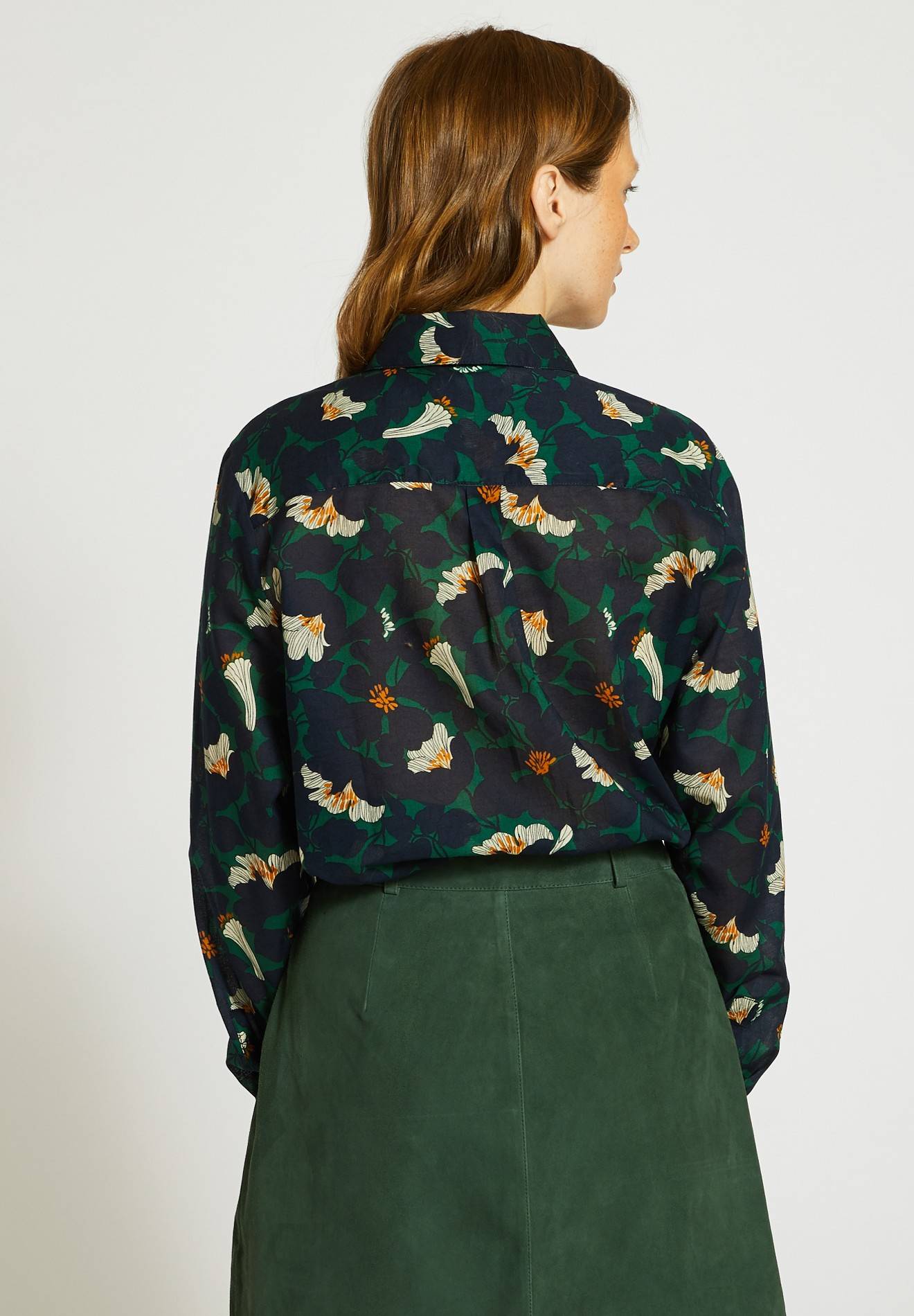 Chemise manches longues en coton BIO, Vert foncé, large image number 4.0