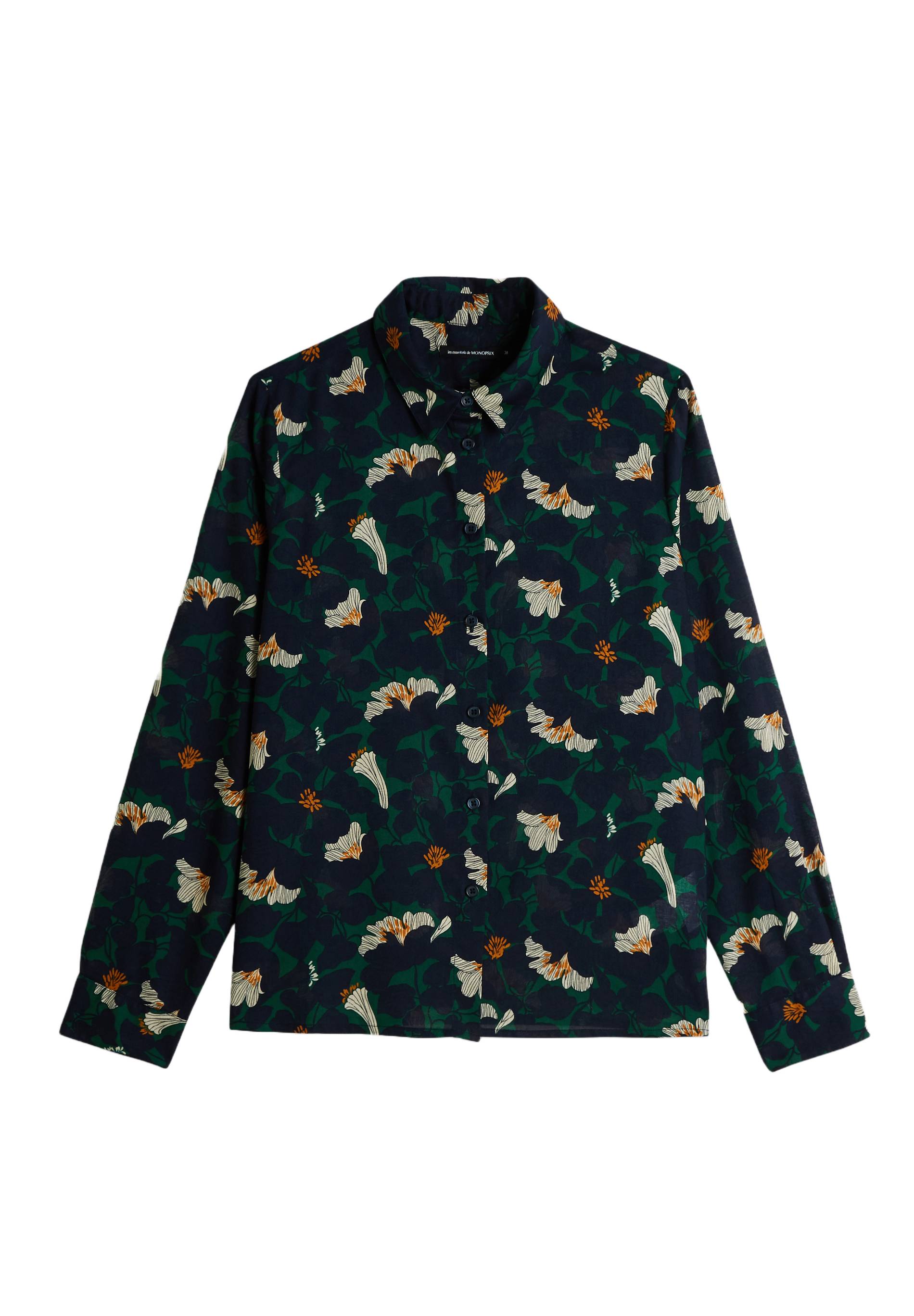 Chemise manches longues en coton BIO, Vert foncé, large image number 5.0