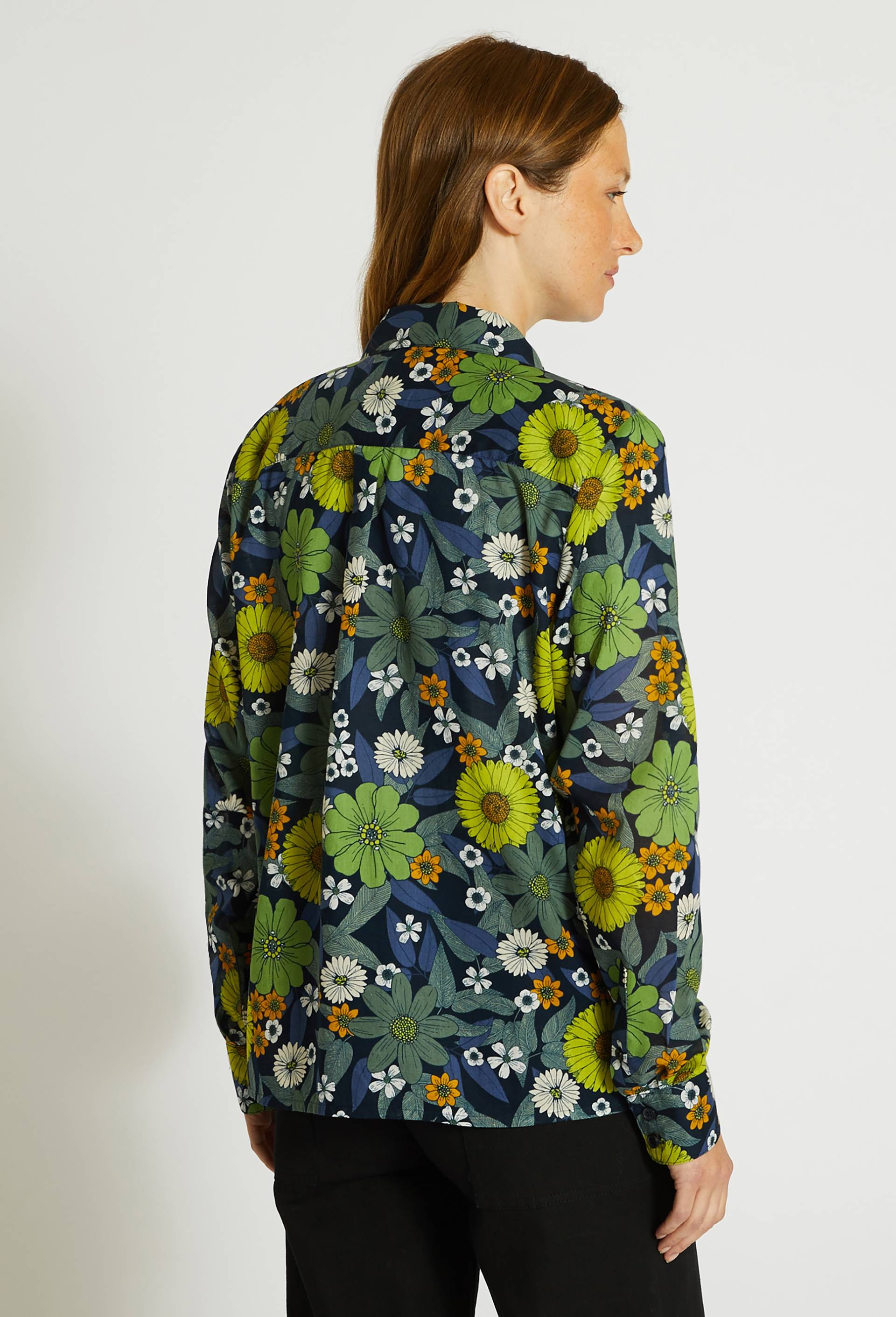 Chemise manches longues en coton BIO, Bleu foncé, large image number 1