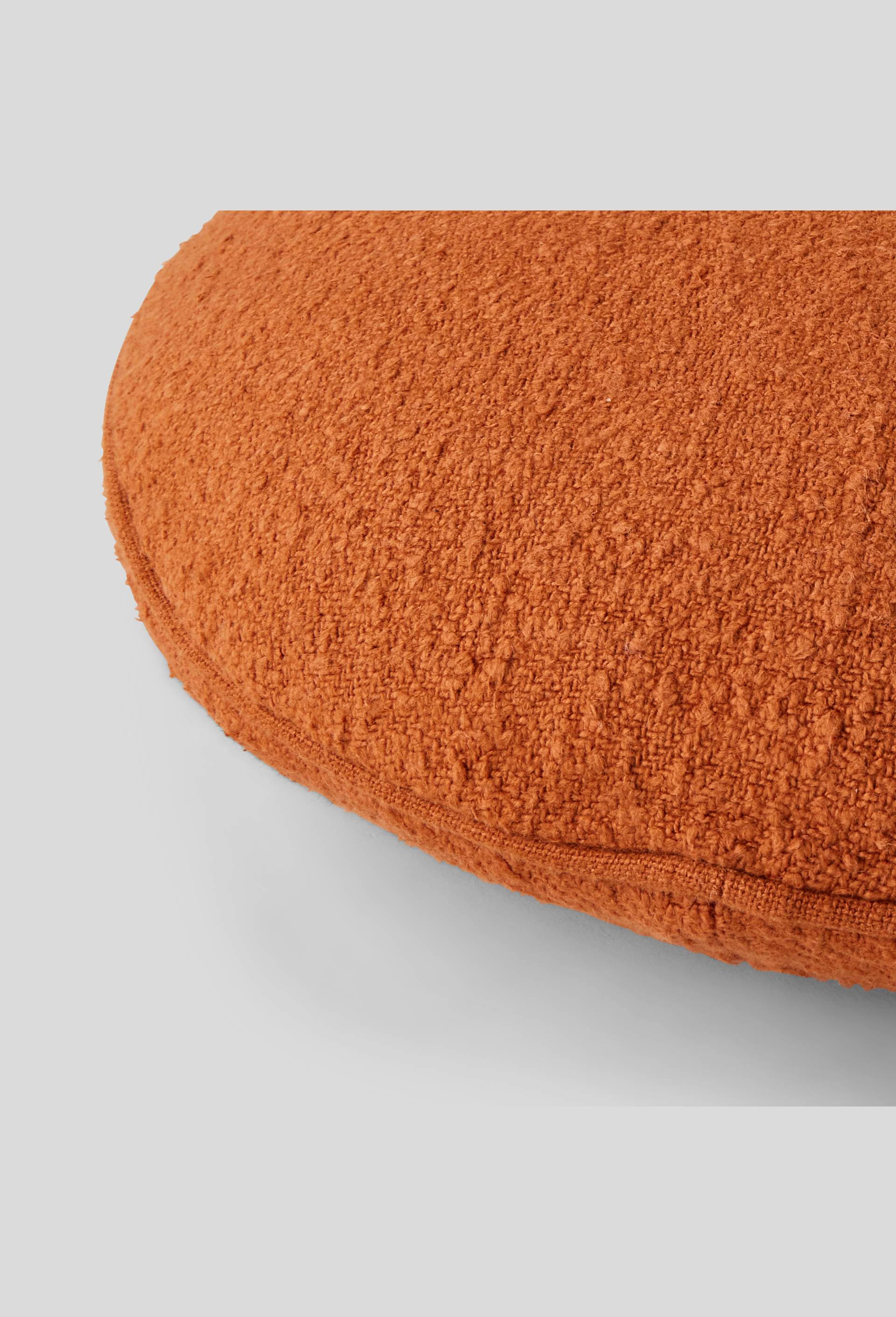 Coussin coton gratté coloris acajou, 40cm de diamètre, coton, Brun, large image number 1