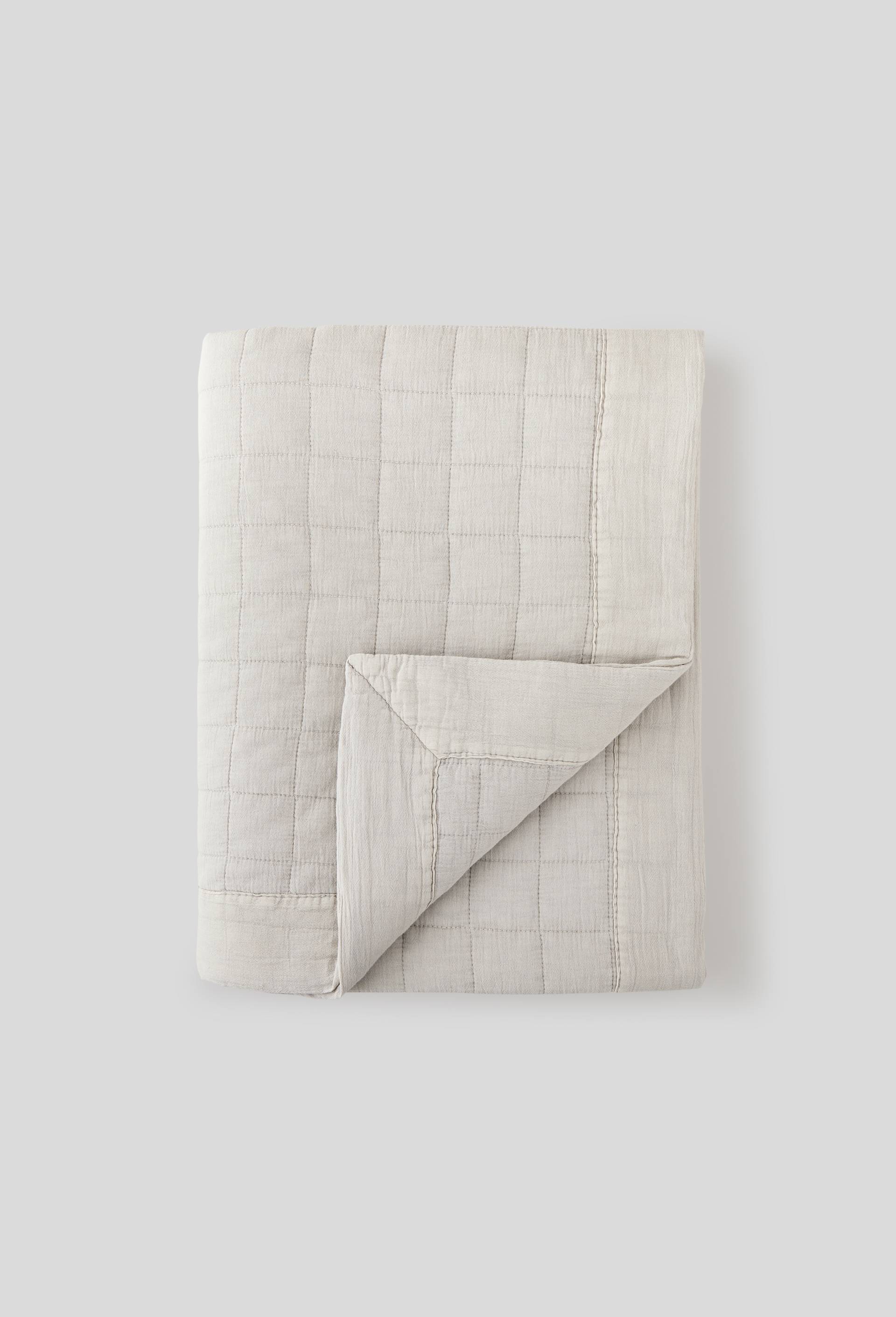 Plaid imprimé, 130x170cm, 100% coton, Gris foncé, large image number 0
