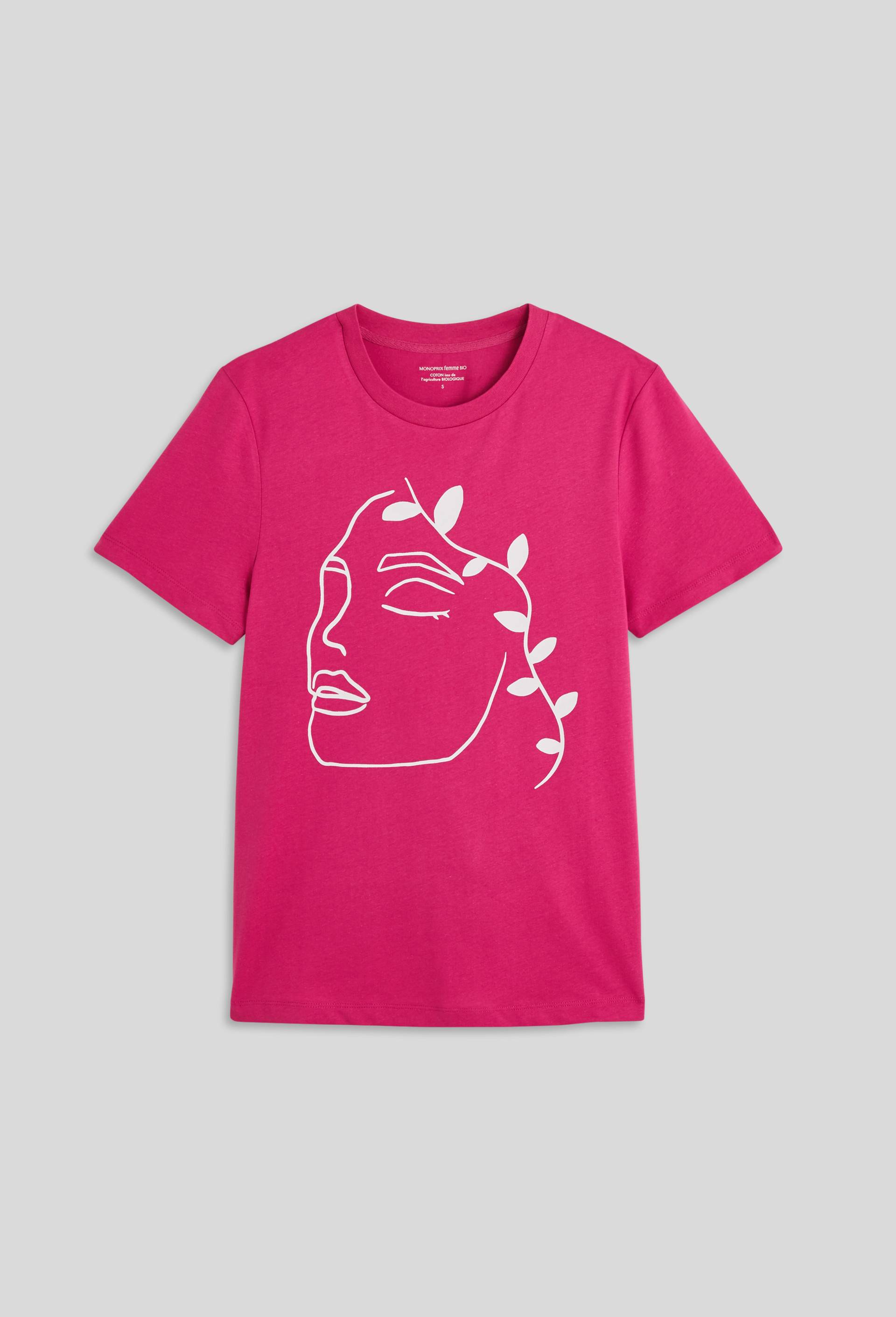 T.shirt imprimé en coton BIO, Rose foncé, large image number 2
