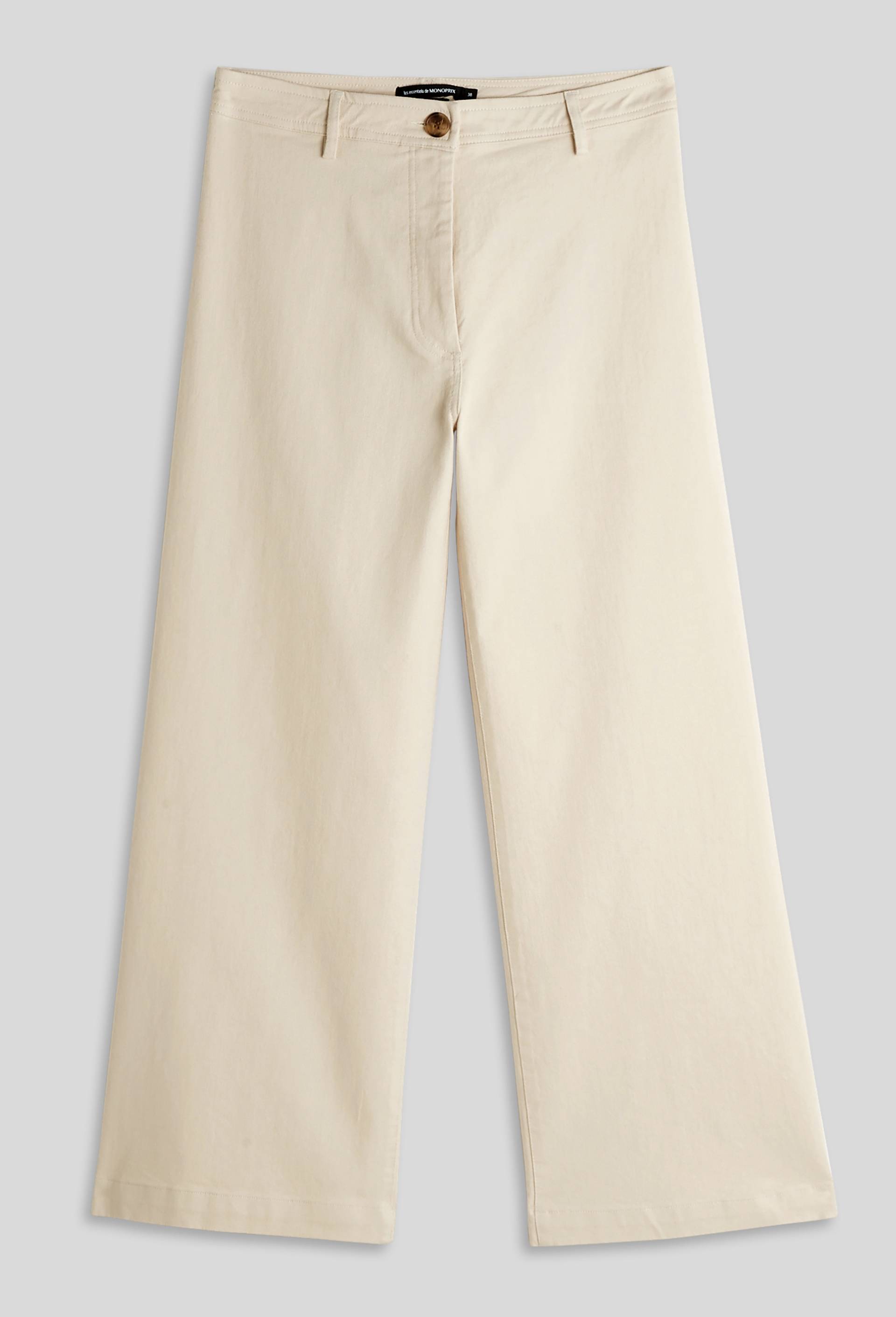 Pantalon large taille haute contenant du coton, Beige clair, large image number 2