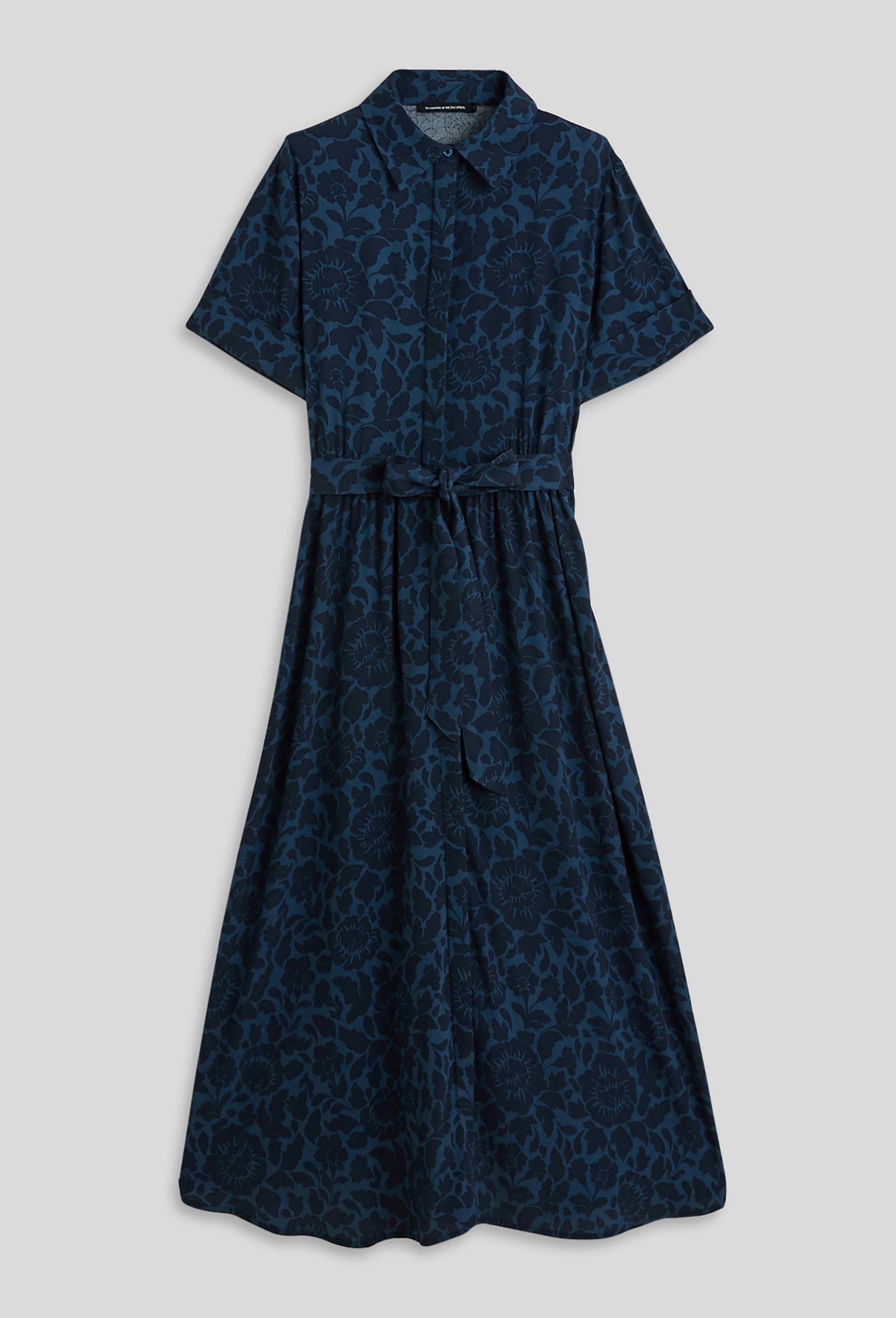 Robe chemise midi imprimée, ECO VERO, Bleu foncé, large image number 2