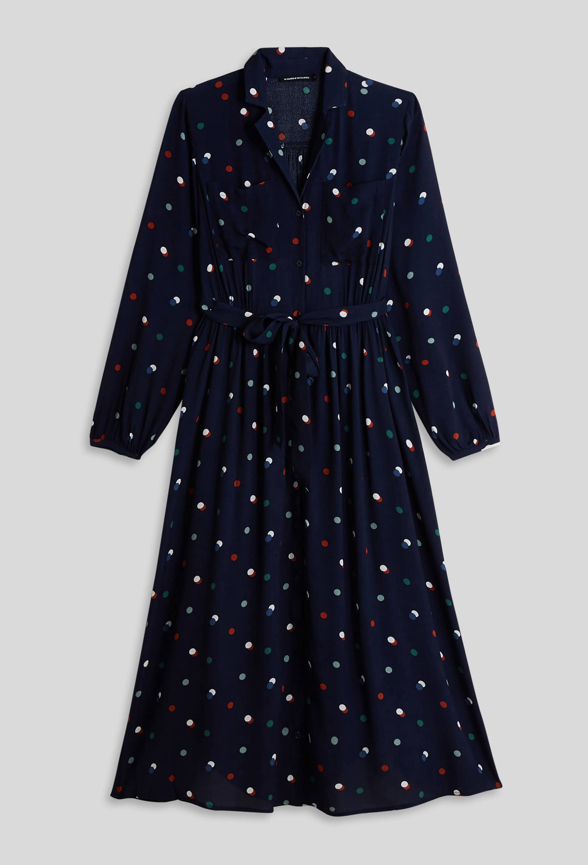 Robe chemise midi imprimée, ECO VERO, Bleu foncé, large image number 2.0