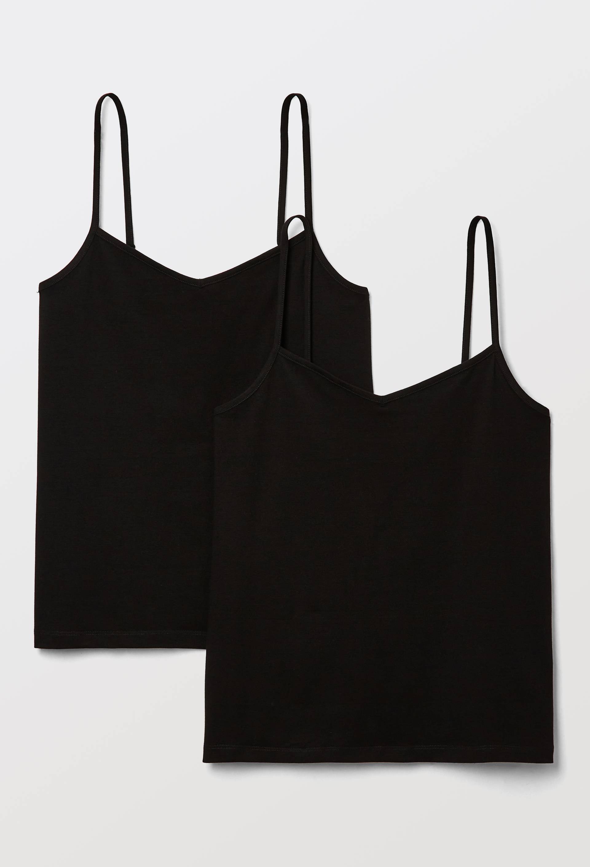 Lot de 2 caracos fines bretelles en coton BIO GOTS, Noir, large image number 0