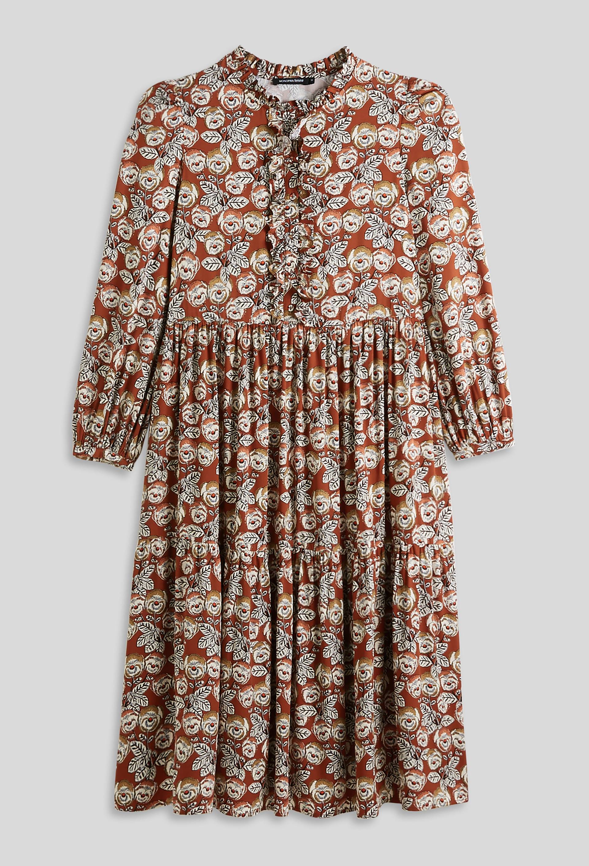 Robe midi à volants, ECO VERO, Rouge foncé, large image number 2.0
