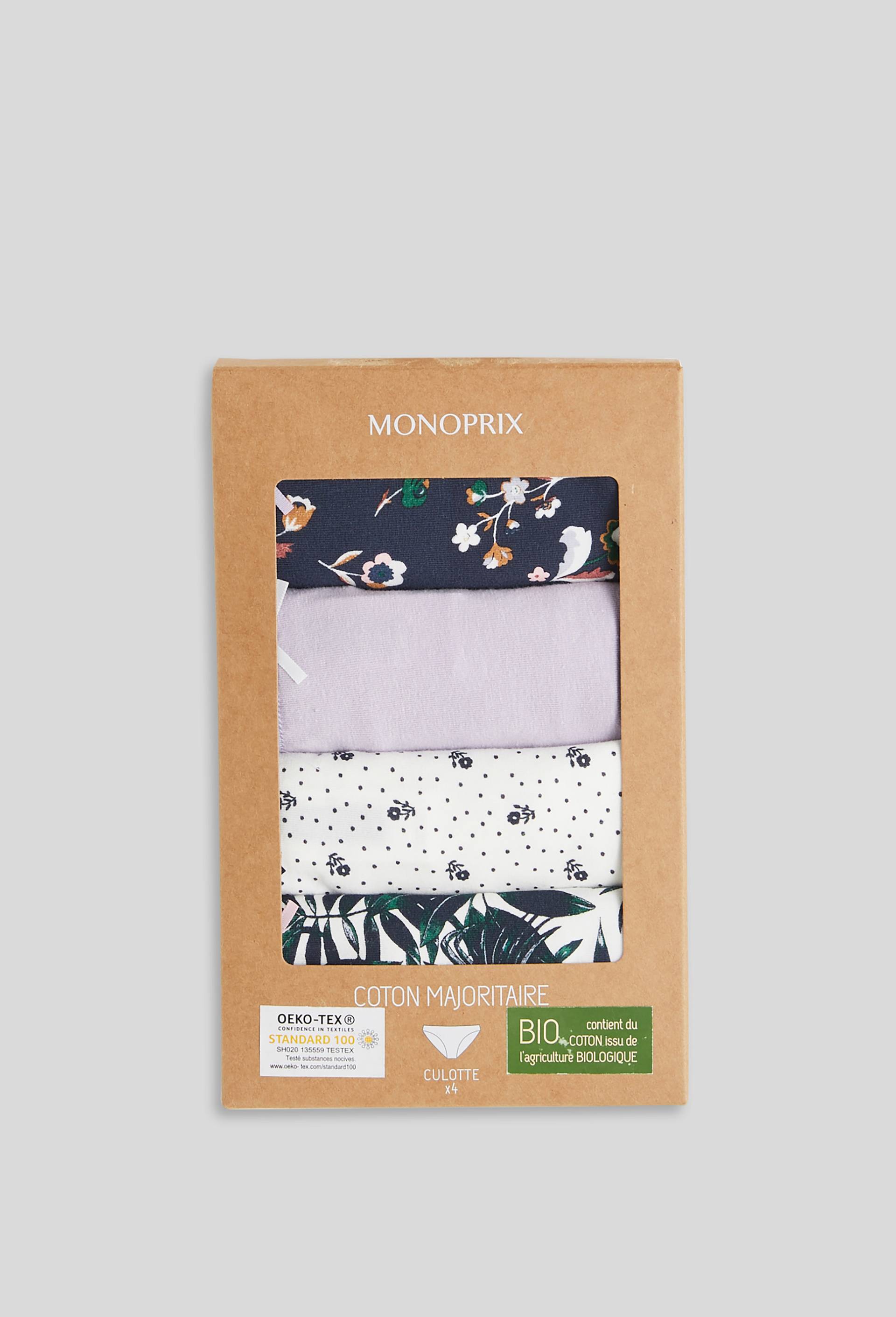 Lot de 4 culottes GARANCE en coton, Oeko-Tex, Bleu foncé, large image number 0.0