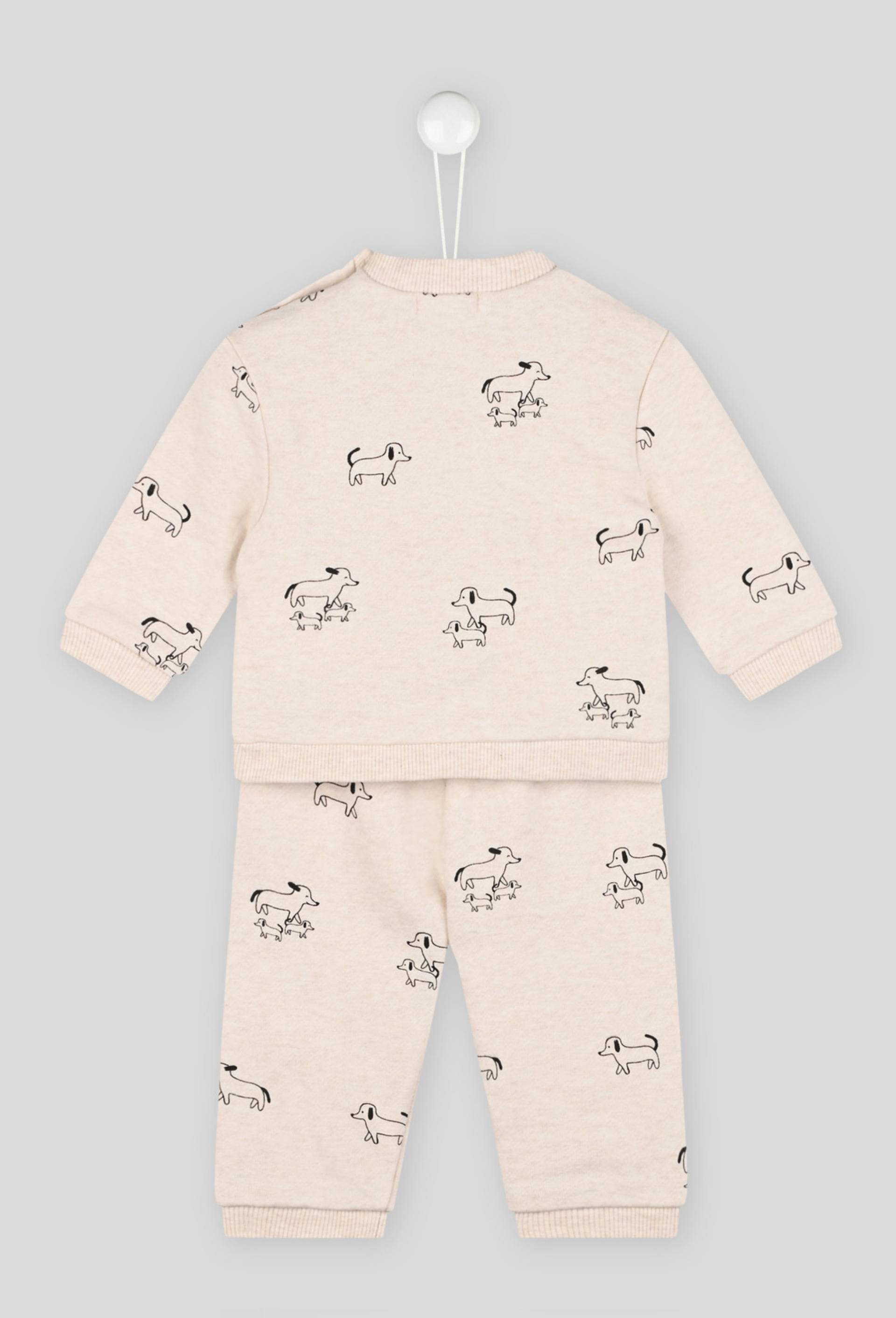 Ensemble molleton imprimé, en coton BIO, Oeko-Tex, Beige clair, large image number 1.0