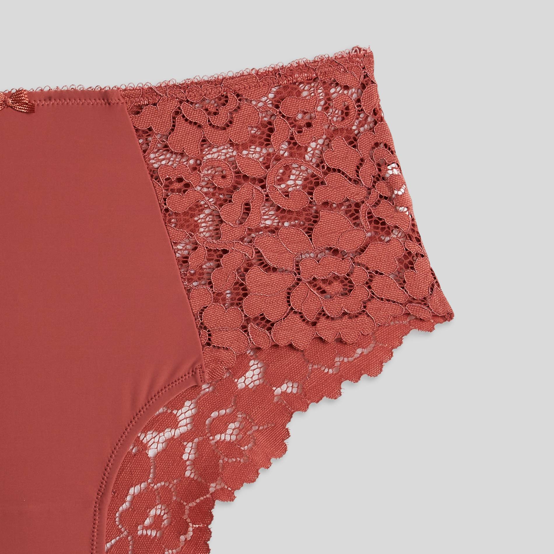Culotte taille haute CAMILLE en dentelle, Oeko-Tex, Rose foncé, large image number 2.0