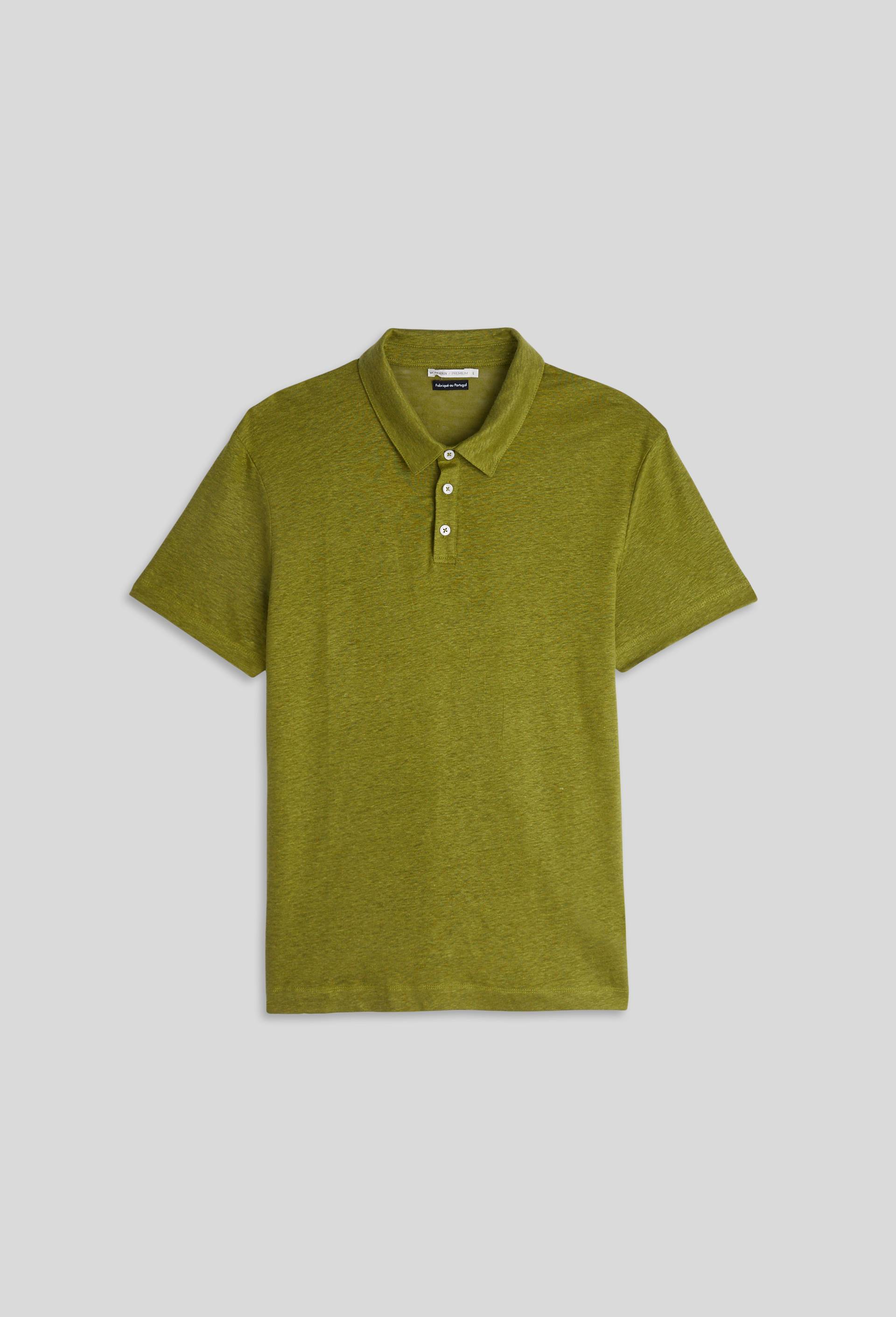 Polo manches courtes en lin, Vert, large image number 0.0