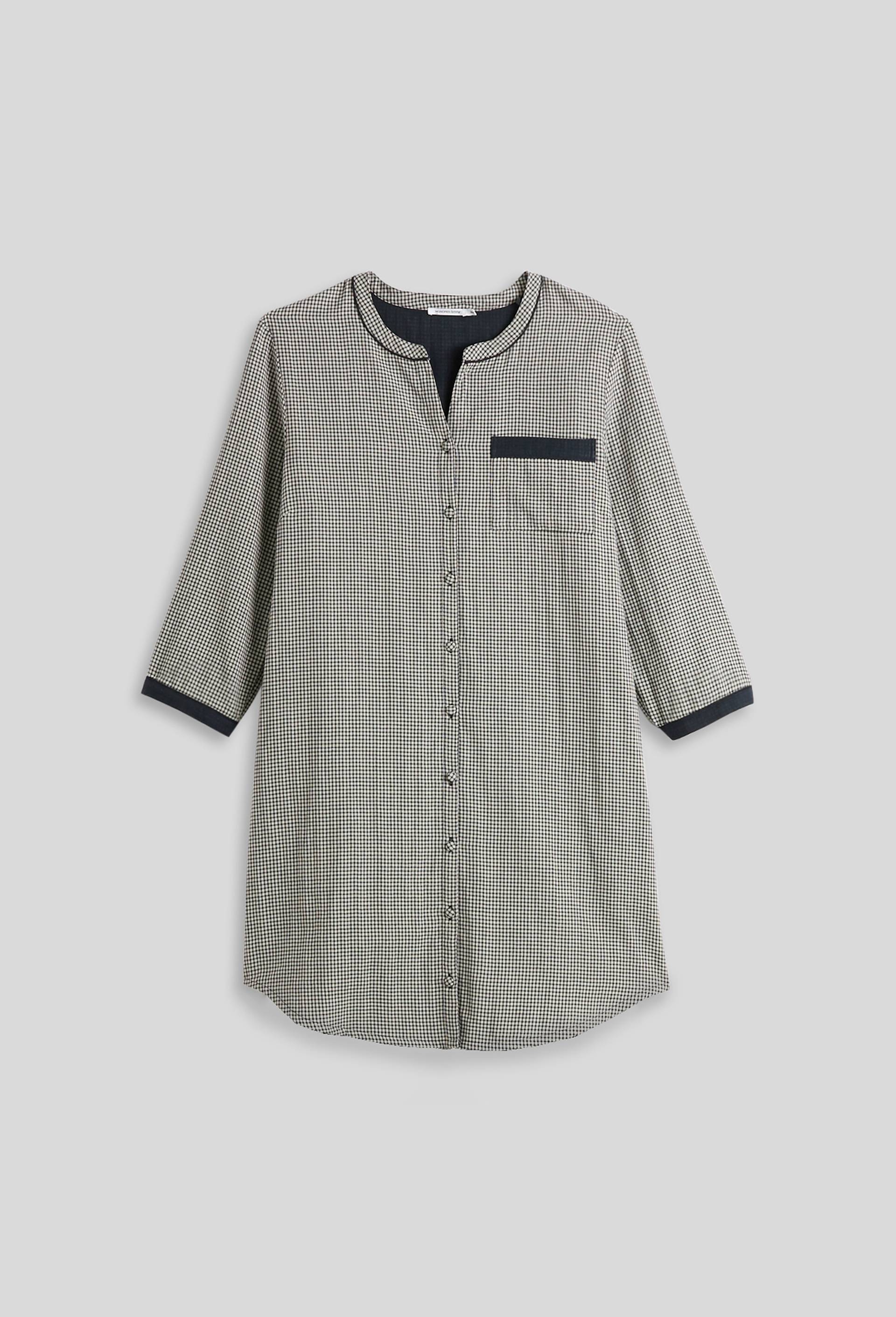 Chemise de nuit à carreaux vichy en coton double face, Oeko-Tex, Bleu foncé, large image number 2