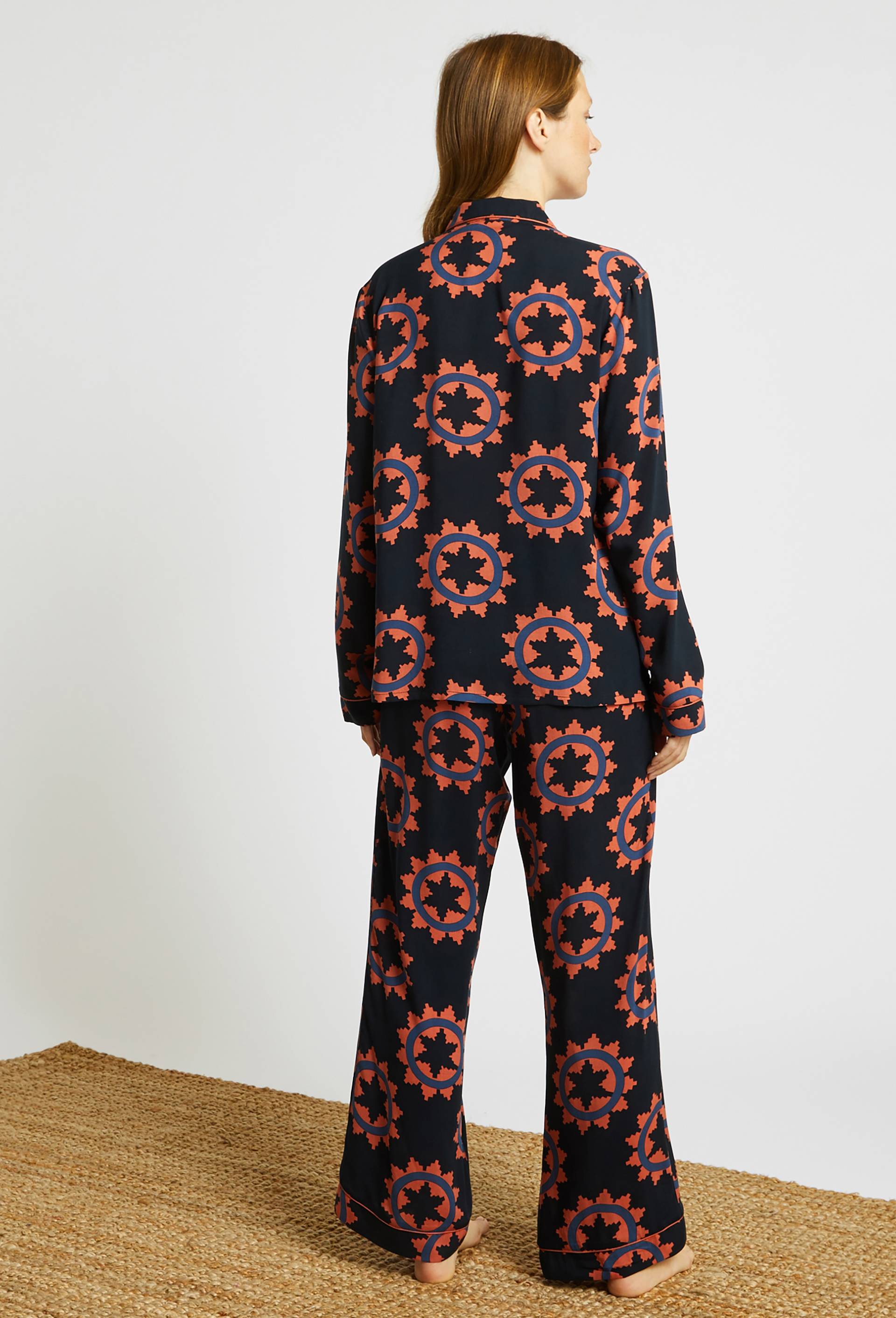 Pyjama col tailleur en viscose Ecovero, Orange foncé, large image number 1