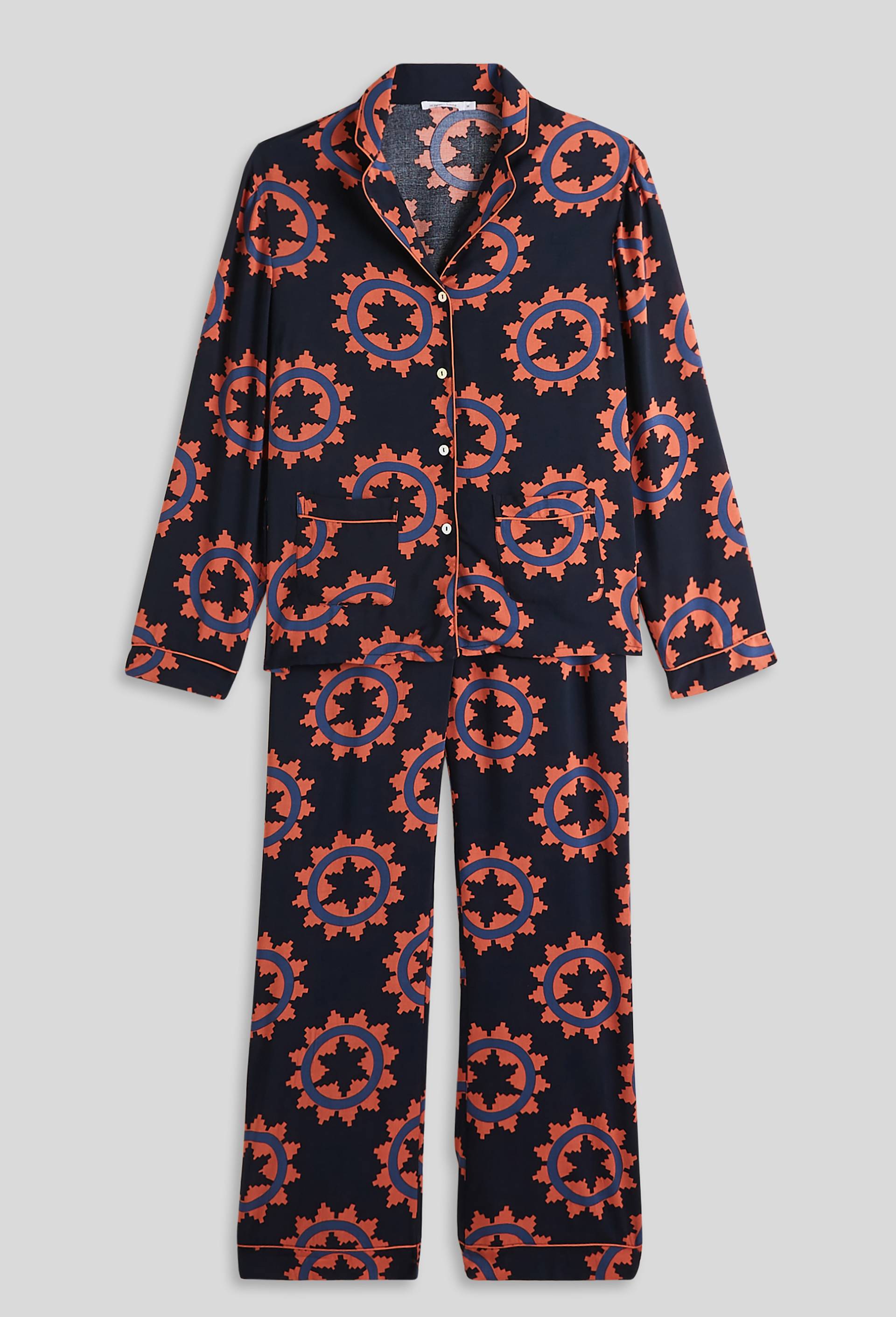 Pyjama col tailleur en viscose Ecovero, Orange foncé, large image number 2.0
