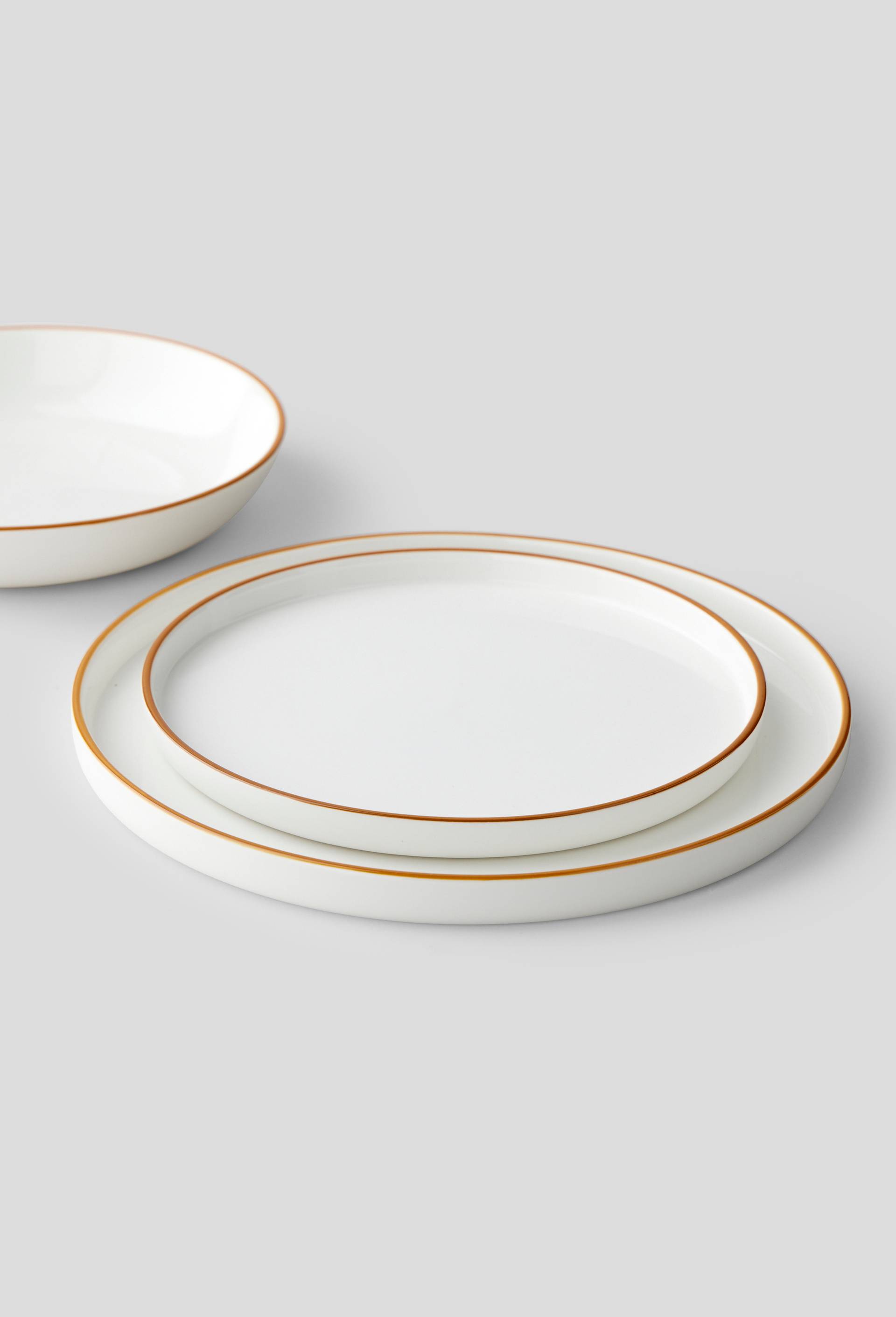 Assiette plate rebord liseré, Blanc, large image number 1