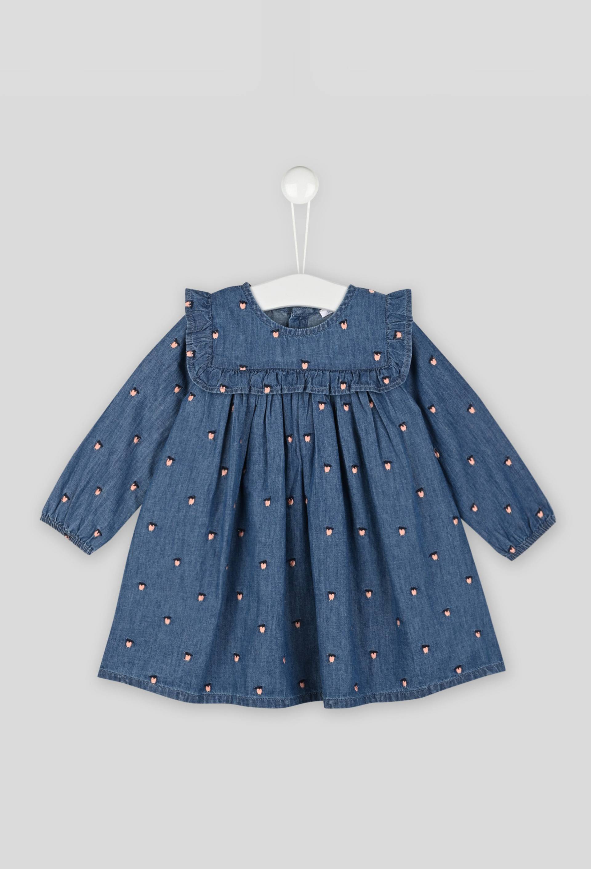 Robe en chambray brodée OEKOTEX, Bleu clair, large image number 0.0