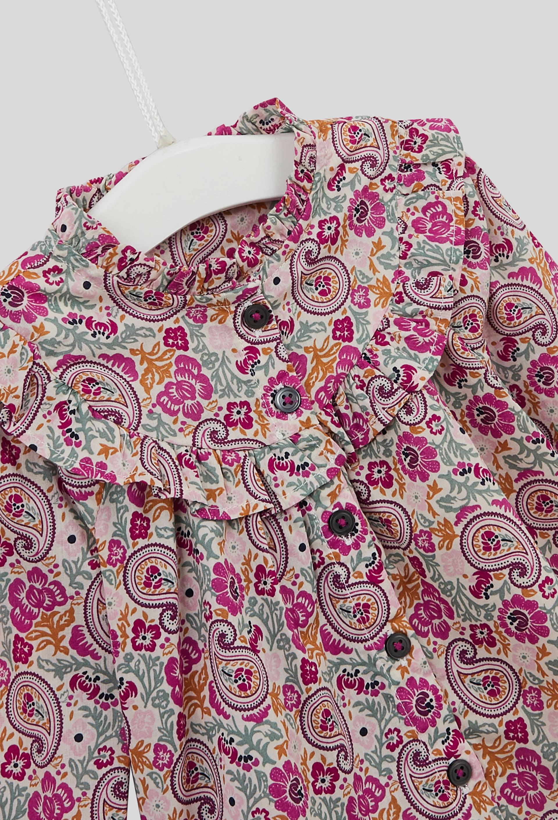 Blouse imprimée à volants en coton BIO, Oeko-Tex, Violet, large image number 2.0