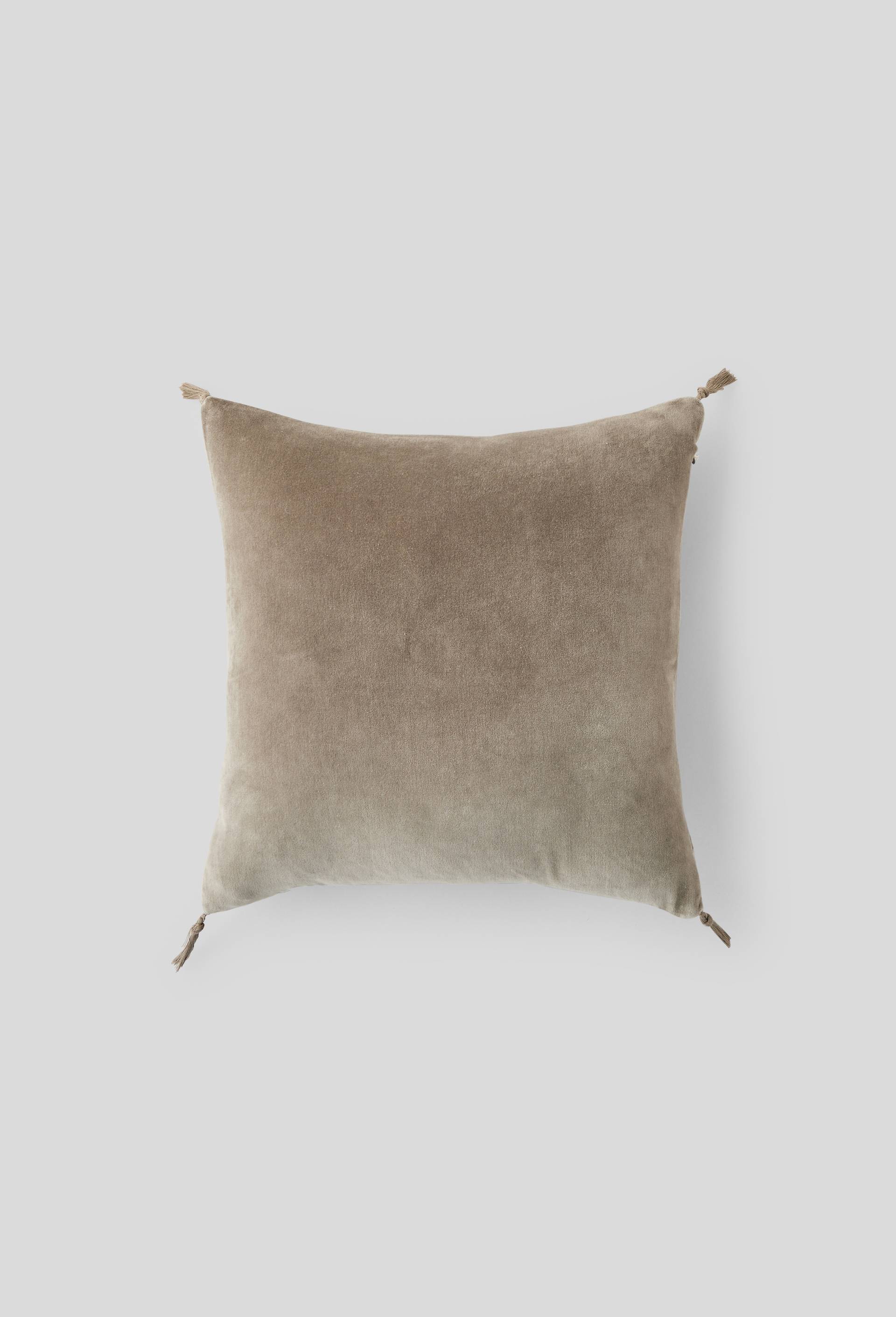 Housse coussin, velours avec pompons, 45x45cm, coton, oekotex, Gris, large image number 0