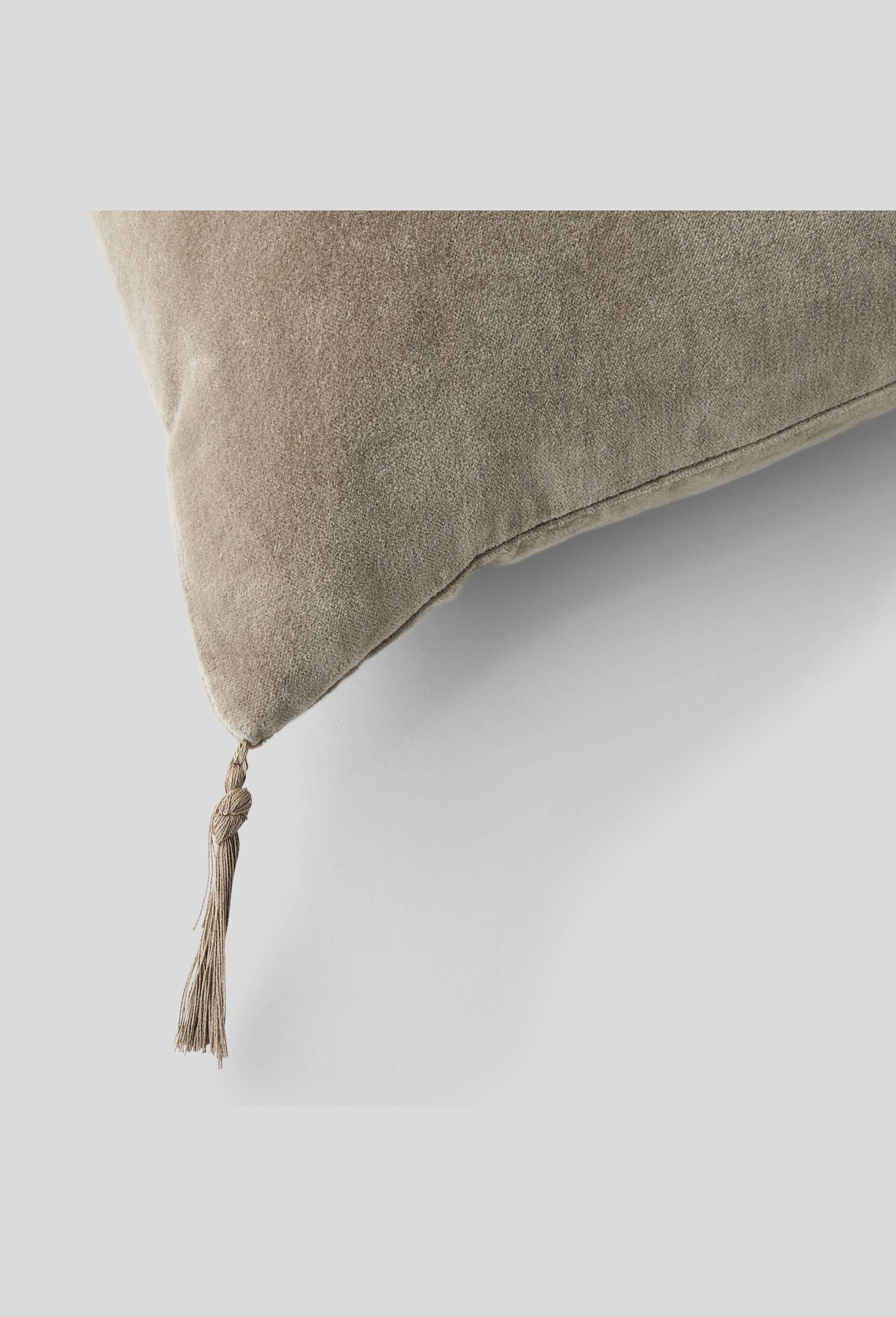 Housse coussin, velours avec pompons, 45x45cm, coton, oekotex, Gris, large image number 1