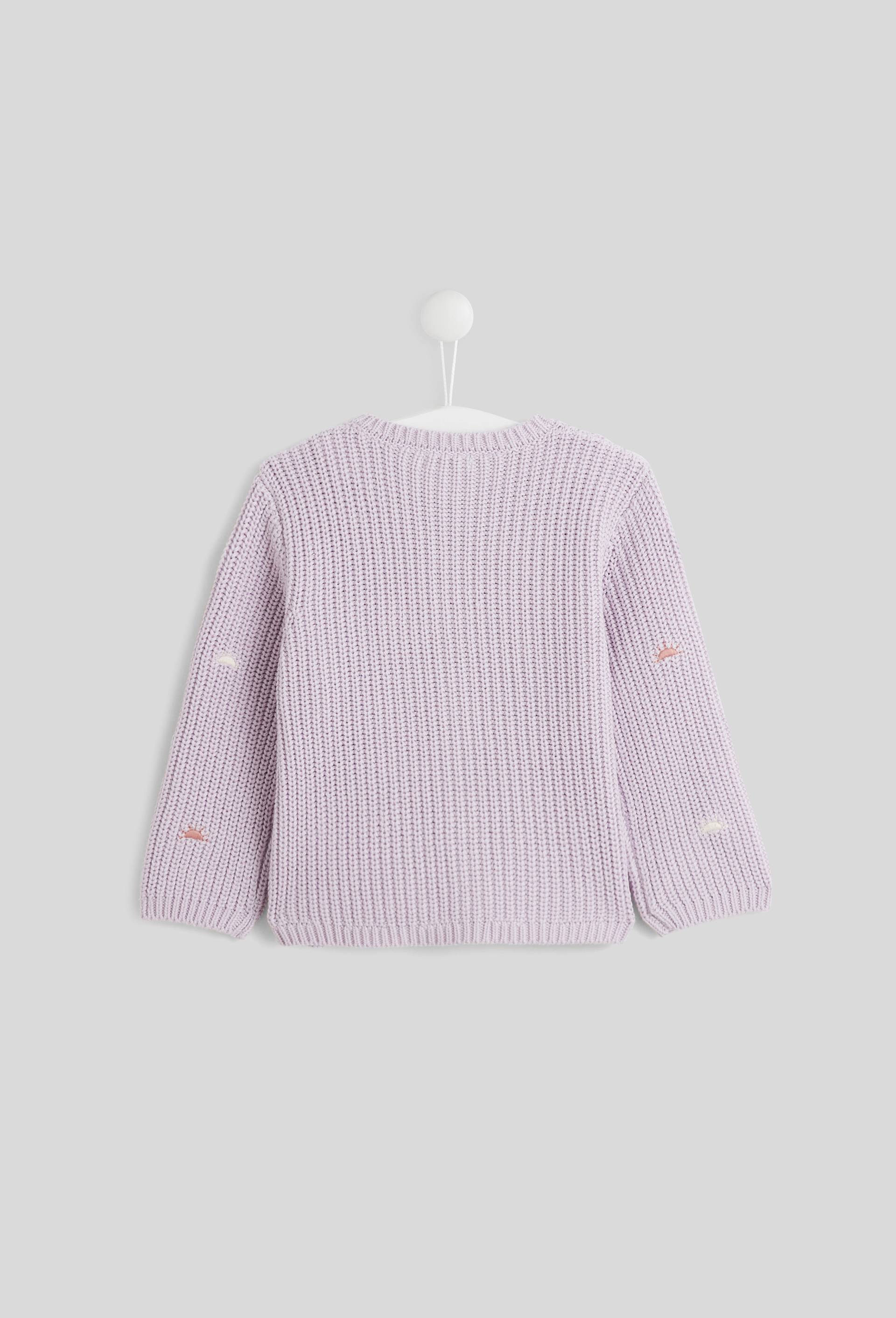 Cardigan brodé soleil, Oeko-Tex, Violet clair, large image number 1
