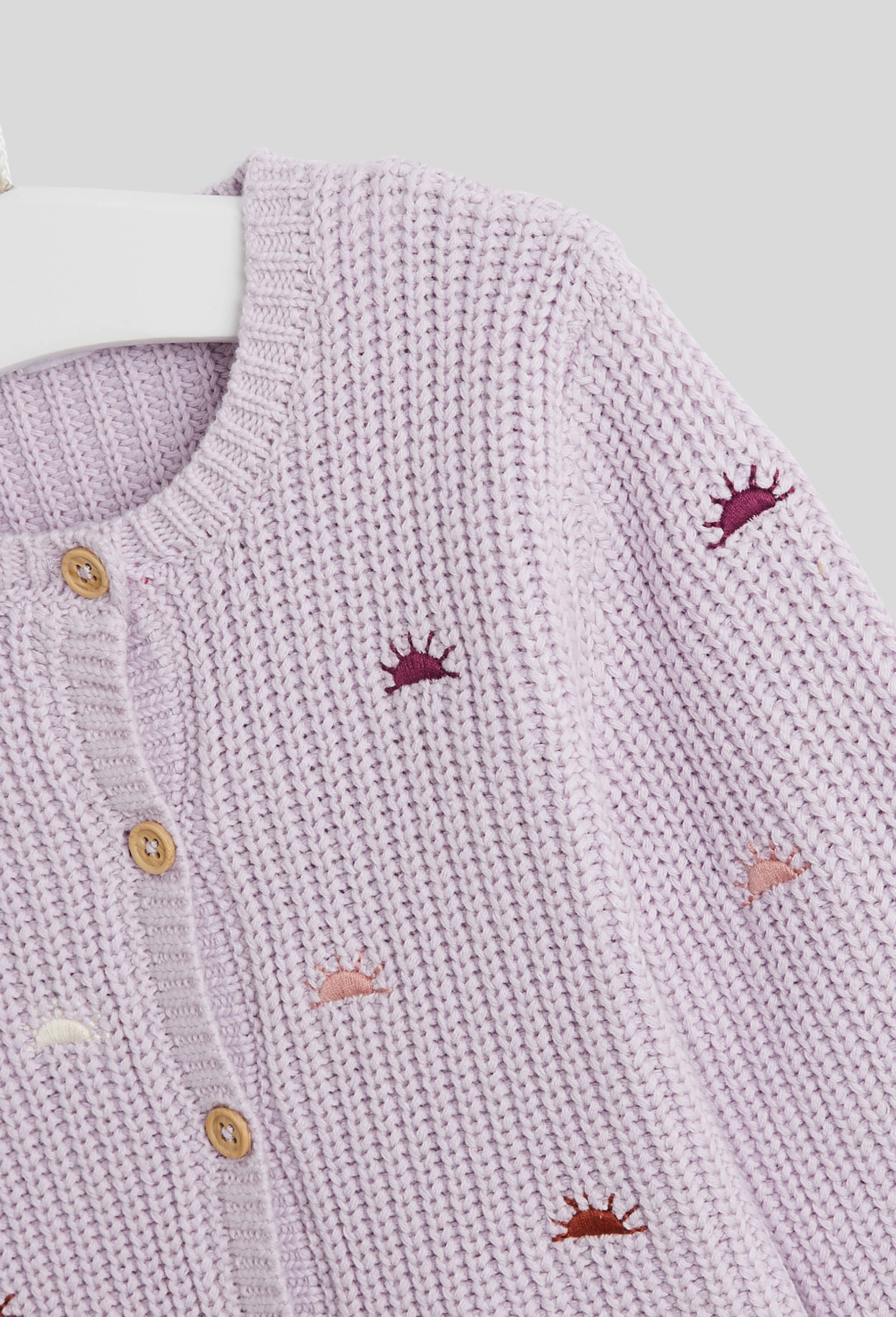 Cardigan brodé soleil, Oeko-Tex, Violet clair, large image number 2