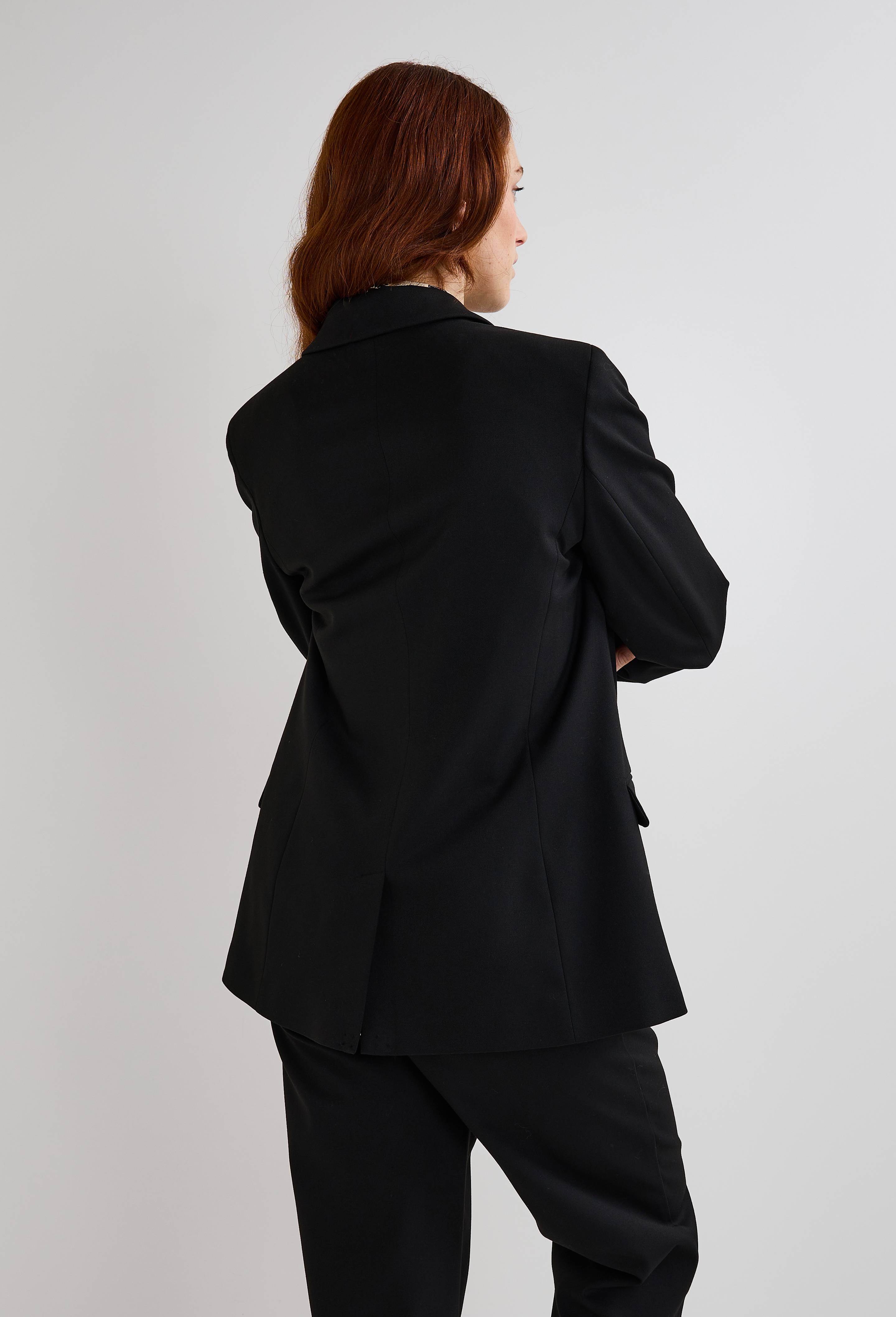 Blazer uni droit à boutons, certifié Oeko-Tex, Noir, large image number 3