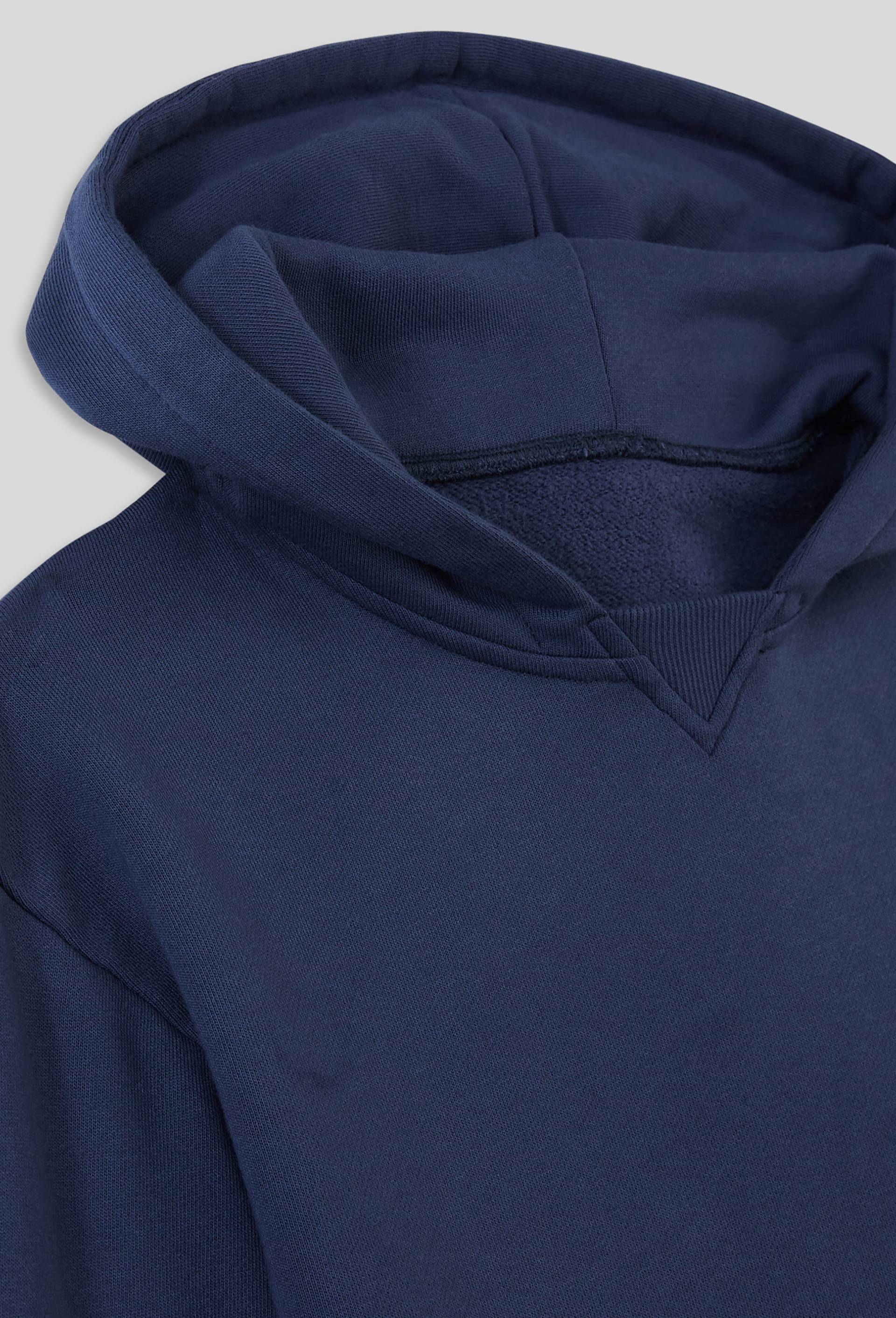 Sweat à capuche uni effet surteint, BIO, Bleu foncé, large image number 2.0