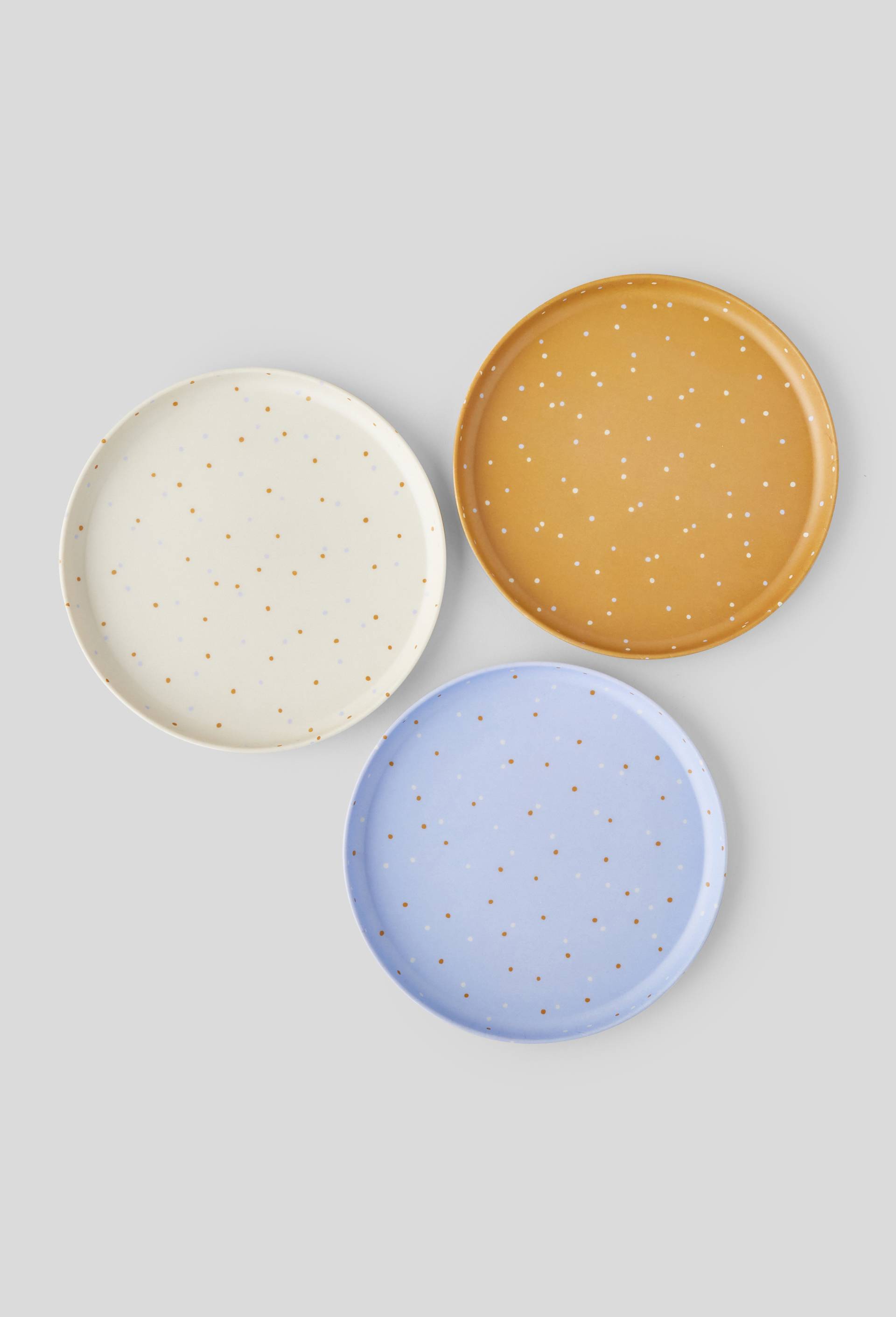 3 assiettes en mélamine imprimées, Bleu, large image number 0