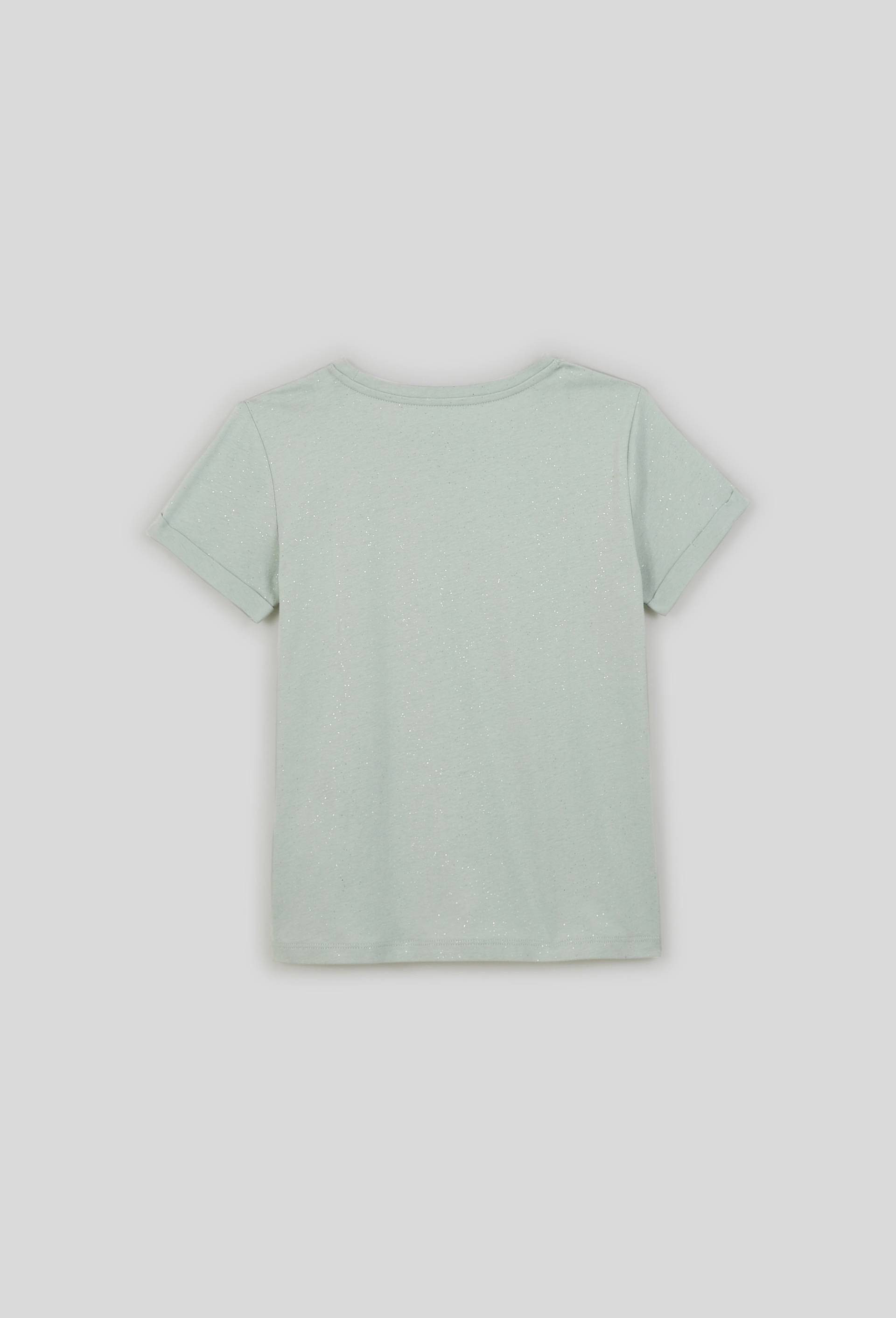 T-shirt manches courtes pailleté,  contient du coton issu de l'agriculture biologique, certifié OEKO-TEX, Vert foncé, large image number 1.0
