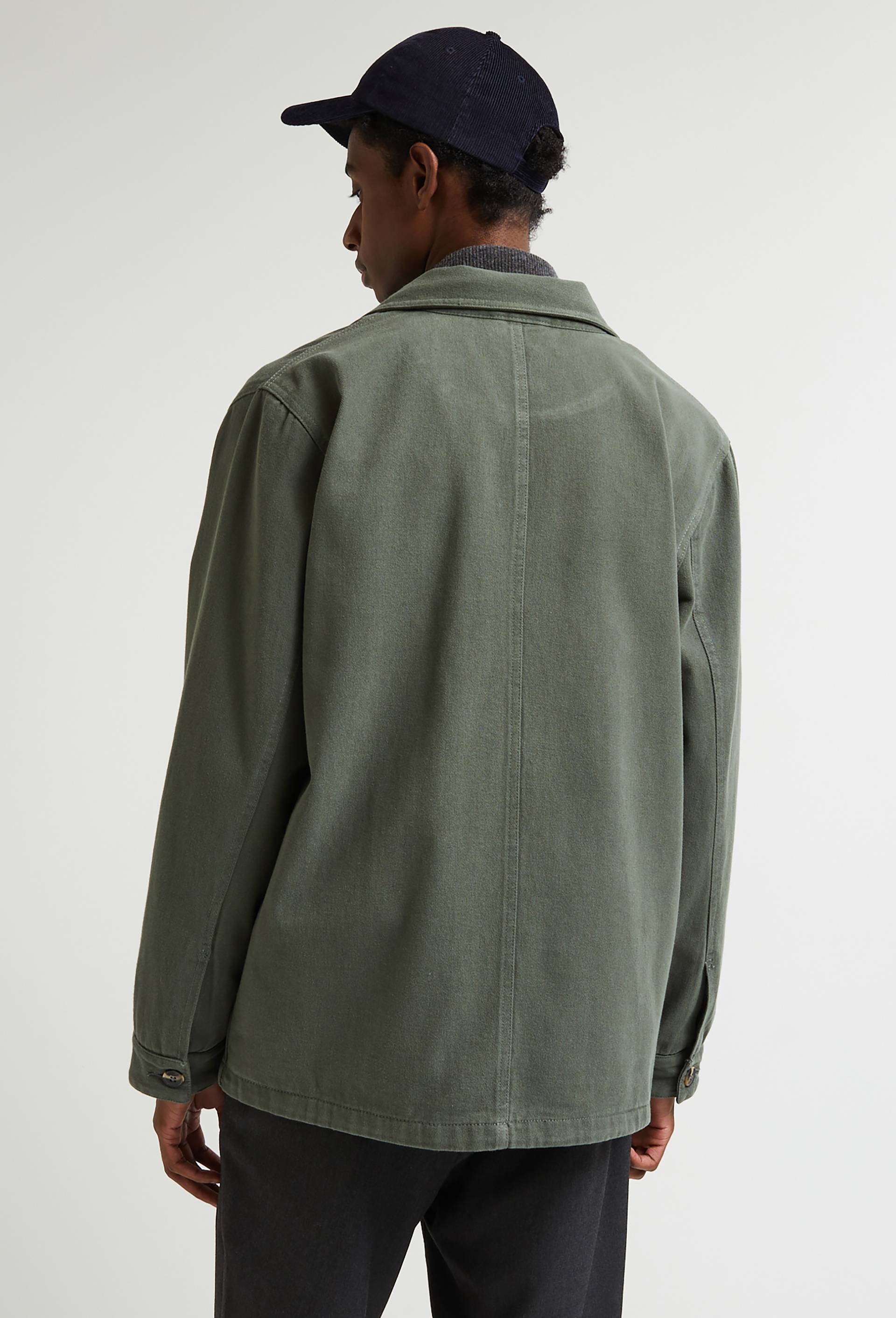 Veste en coton BIO, col chemise et poches, Vert foncé, large image number 1.0