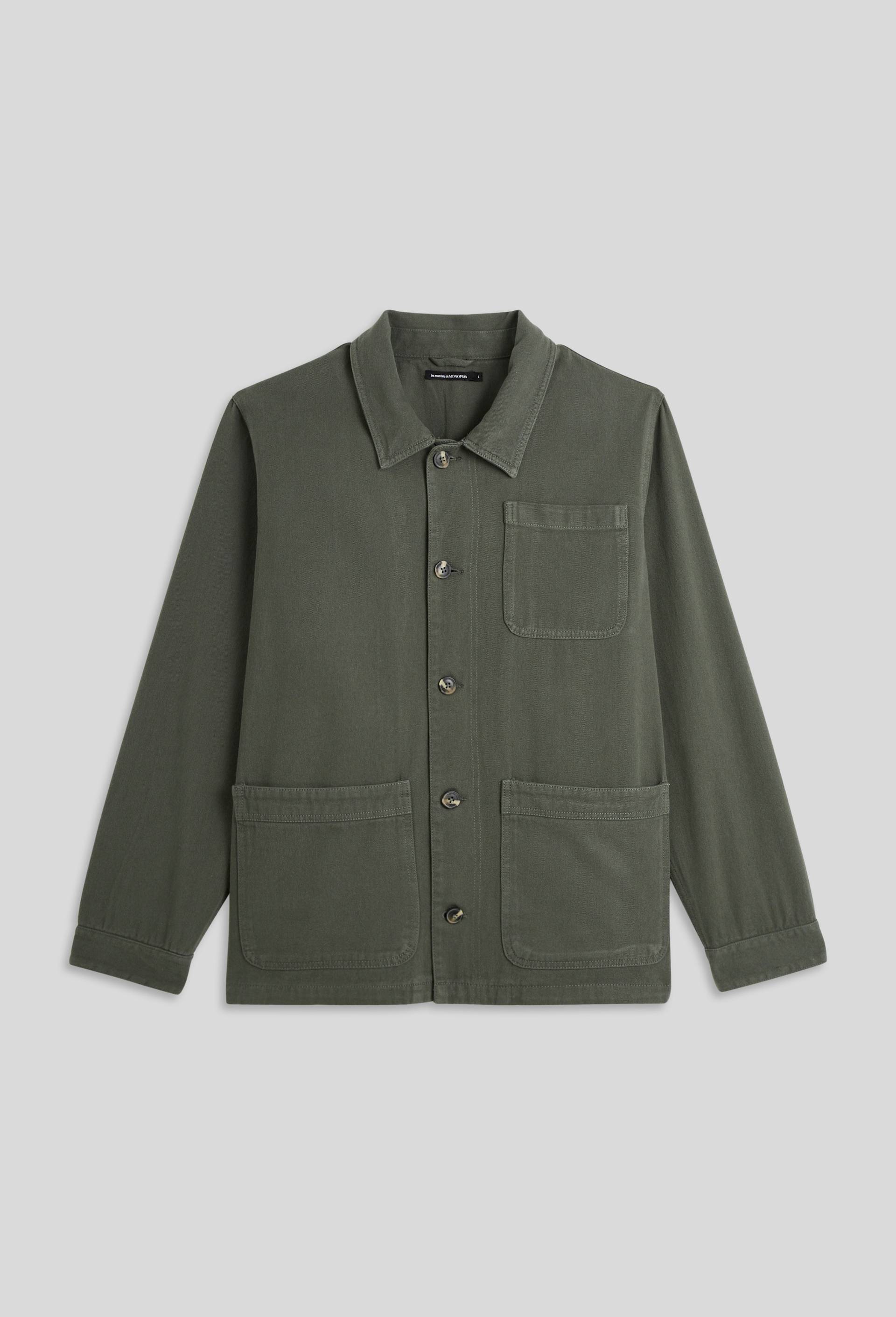 Veste en coton BIO, col chemise et poches, Vert foncé, large image number 2.0