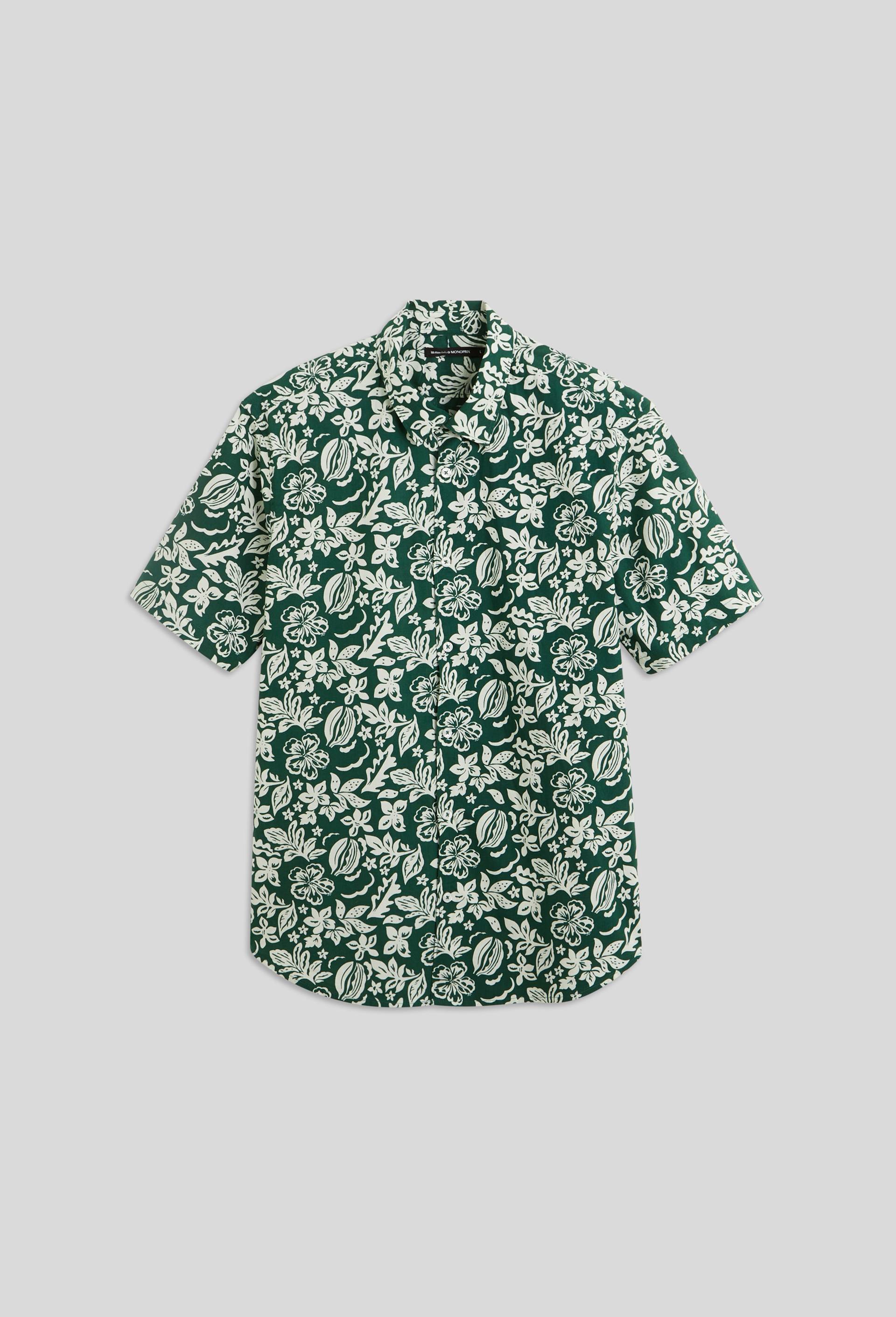 Chemise imprimée à manches courtes en coton BIO, Bleu foncé, large image number 2.0