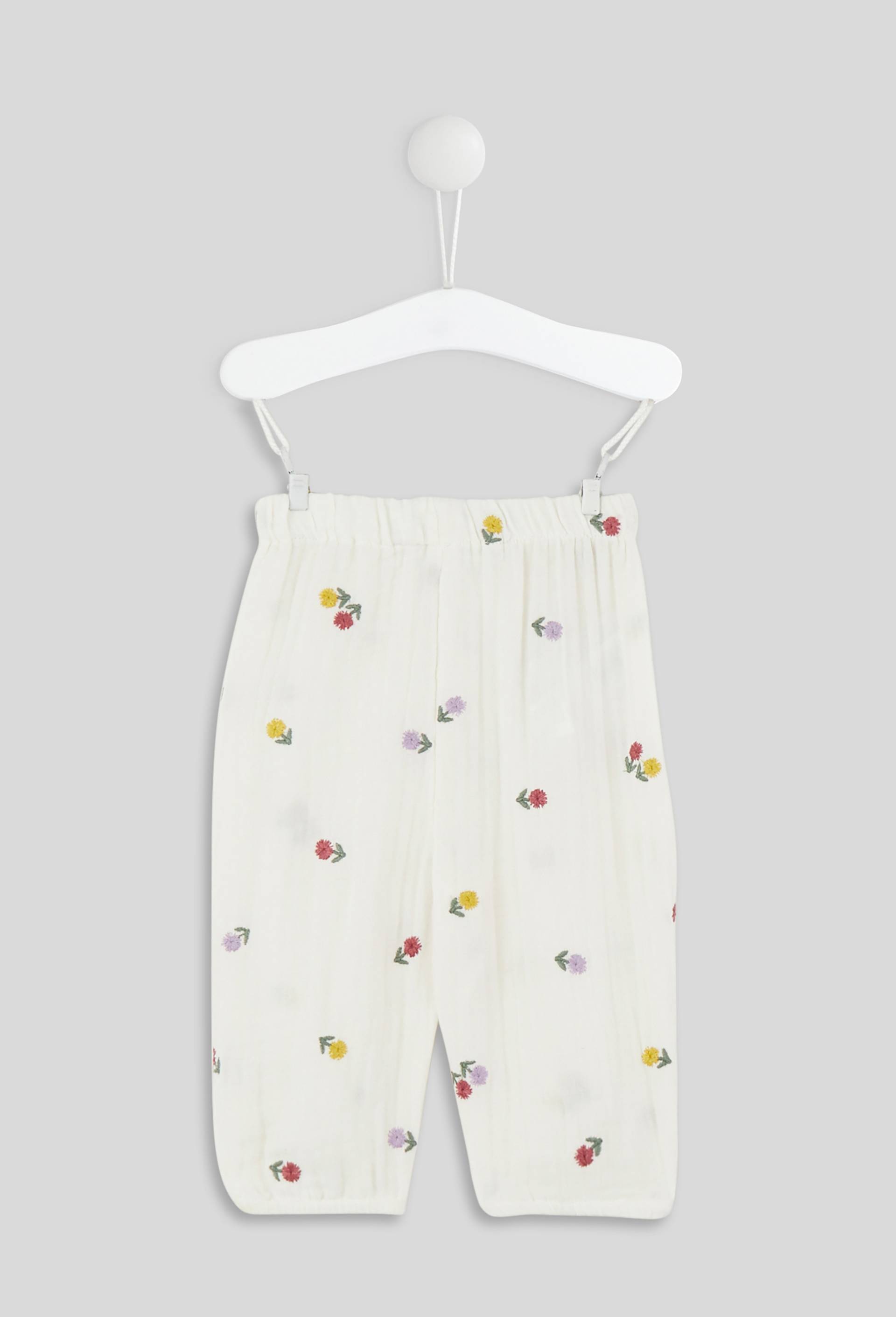 Pantalon fille double gaze, en coton BIO, Okeo-Tex, Ecru, large image number 0.0