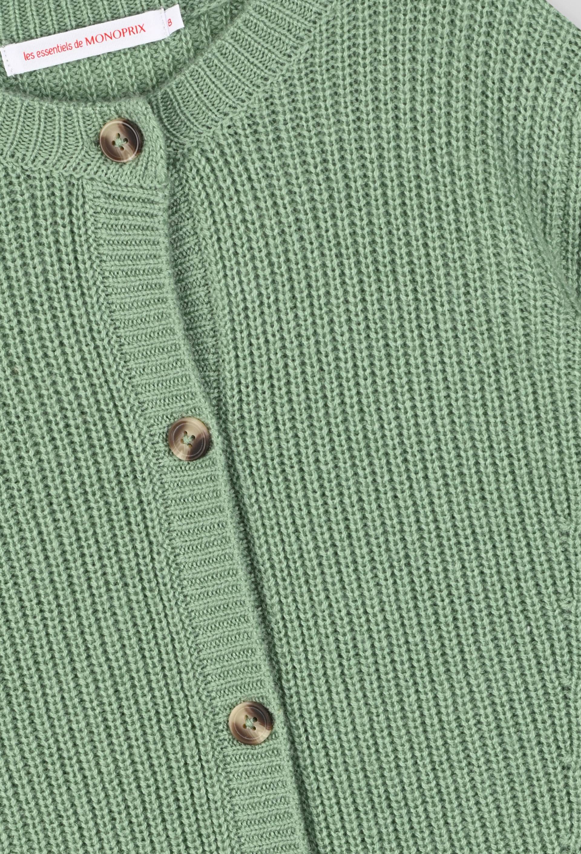 Cardigan en laine et cachemire certifié Oekotex, Vert, large image number 2