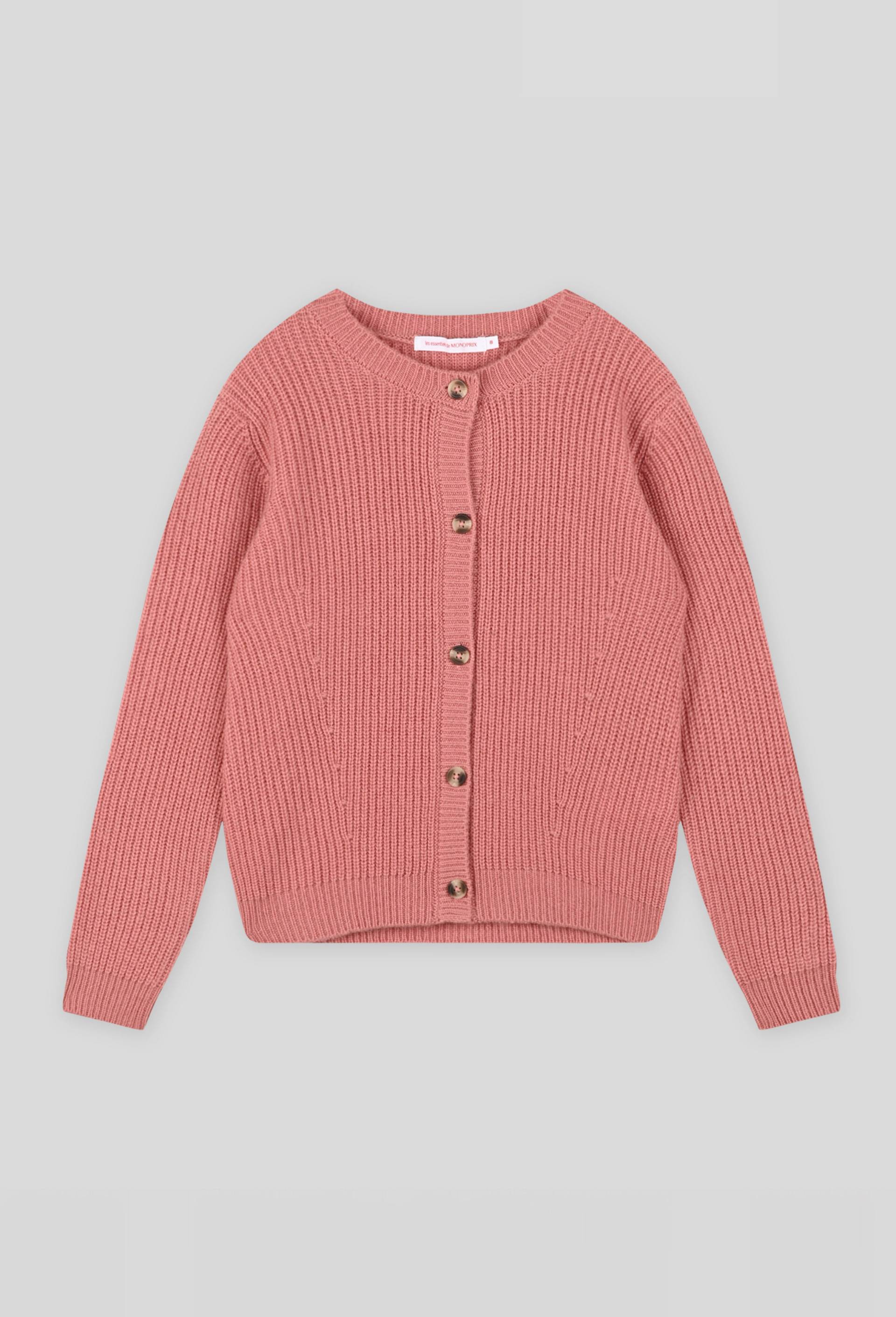 Cardigan en laine et cachemire certifié Oekotex, Rose, large image number 0.0