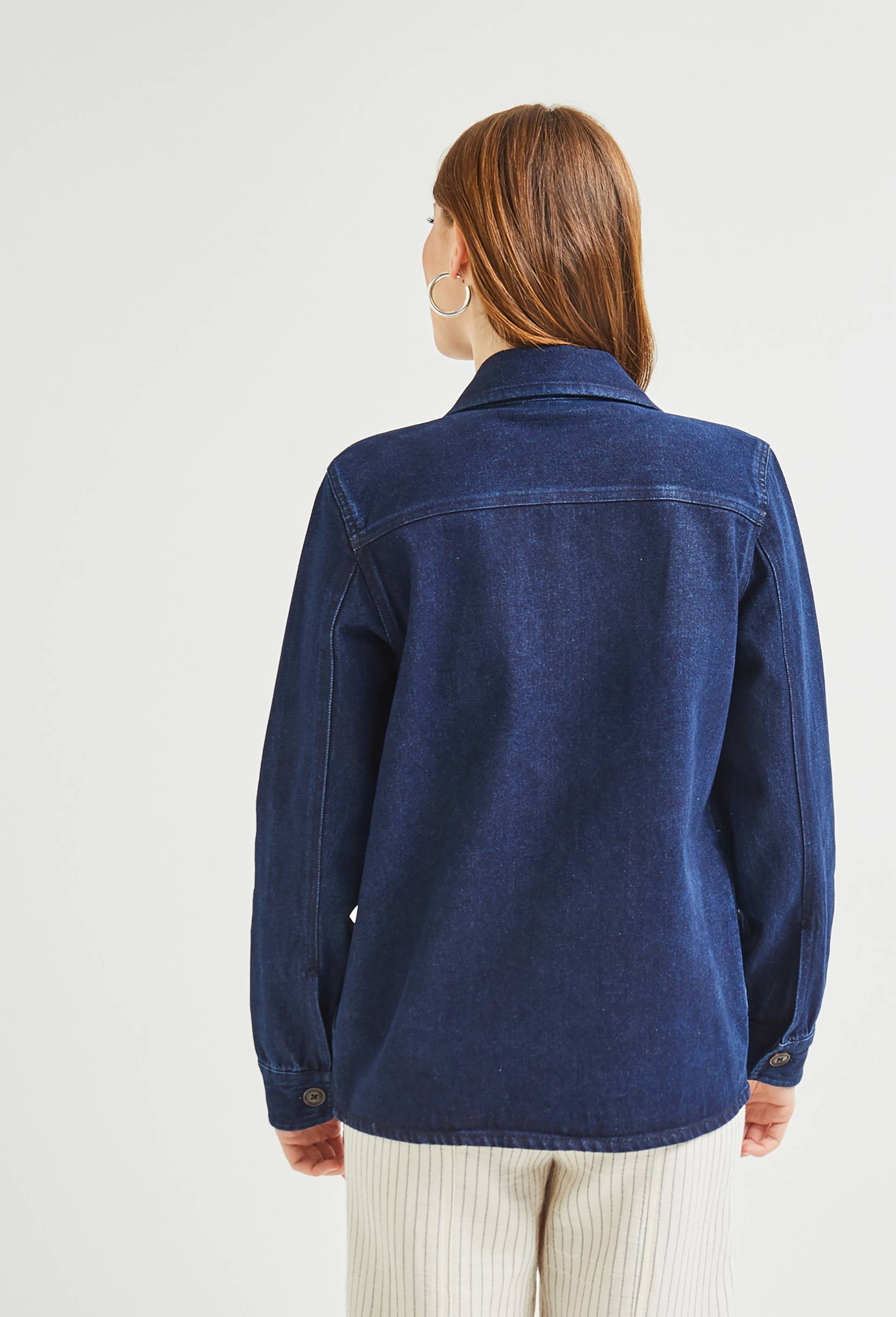 Veste courte boutonnée en denim, certifiée OEKO-TEX, Bleu foncé, large image number 1