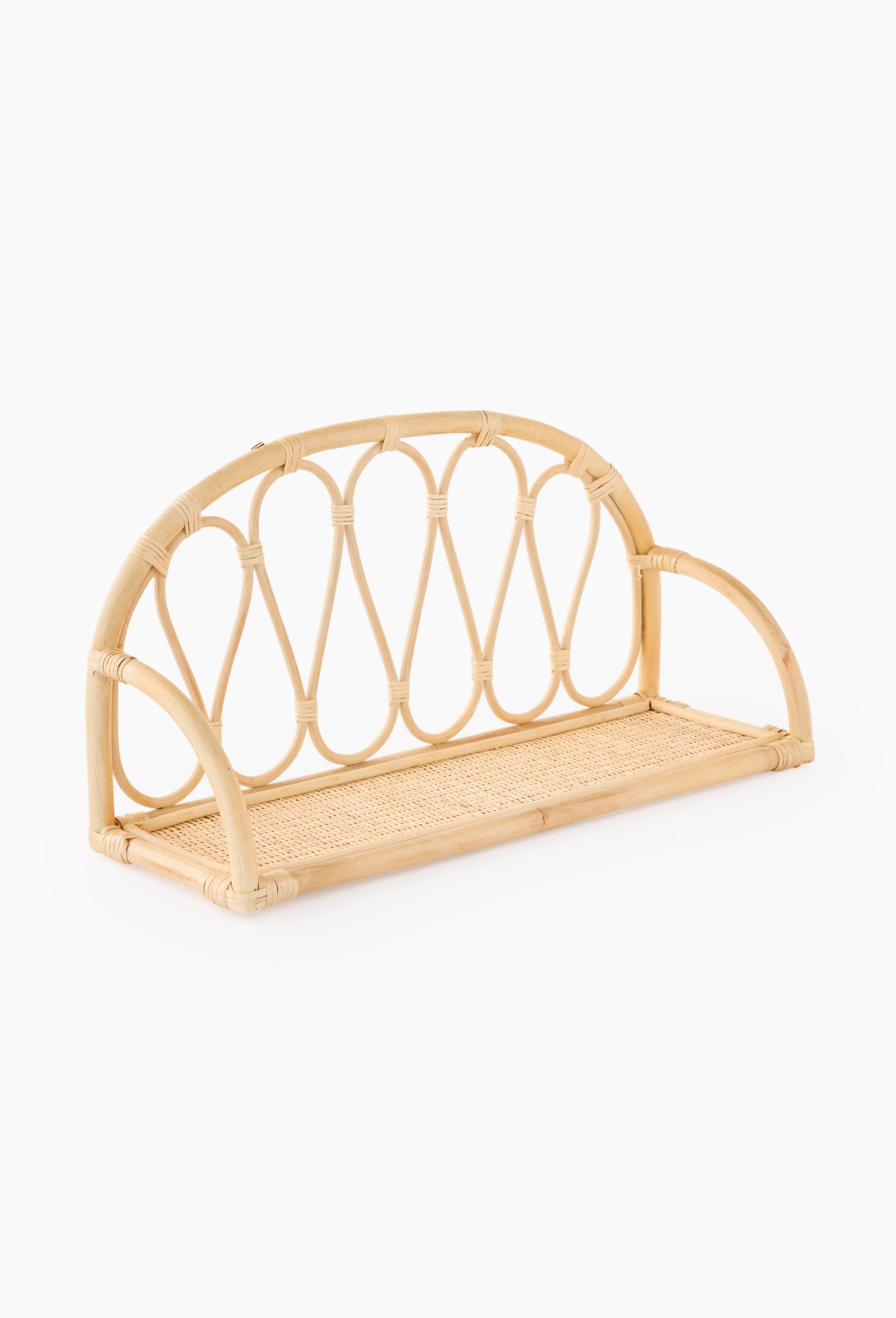 Etag&egrave;re, 60x20xH30cm, en rotin, Beige clair, large image number 0