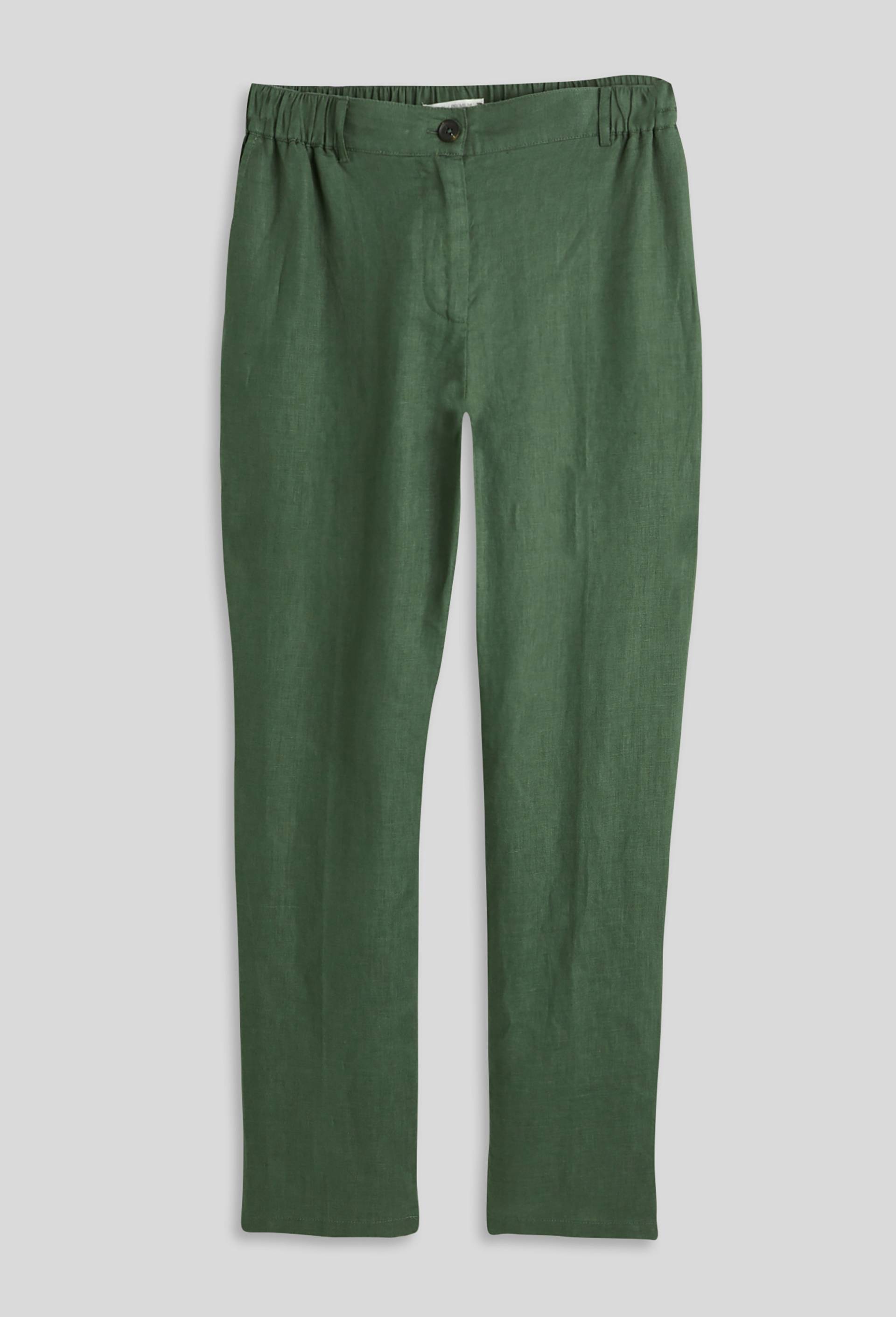 Pantalon carotte en lin, cértifié European flax, Vert foncé, large image number 2.0
