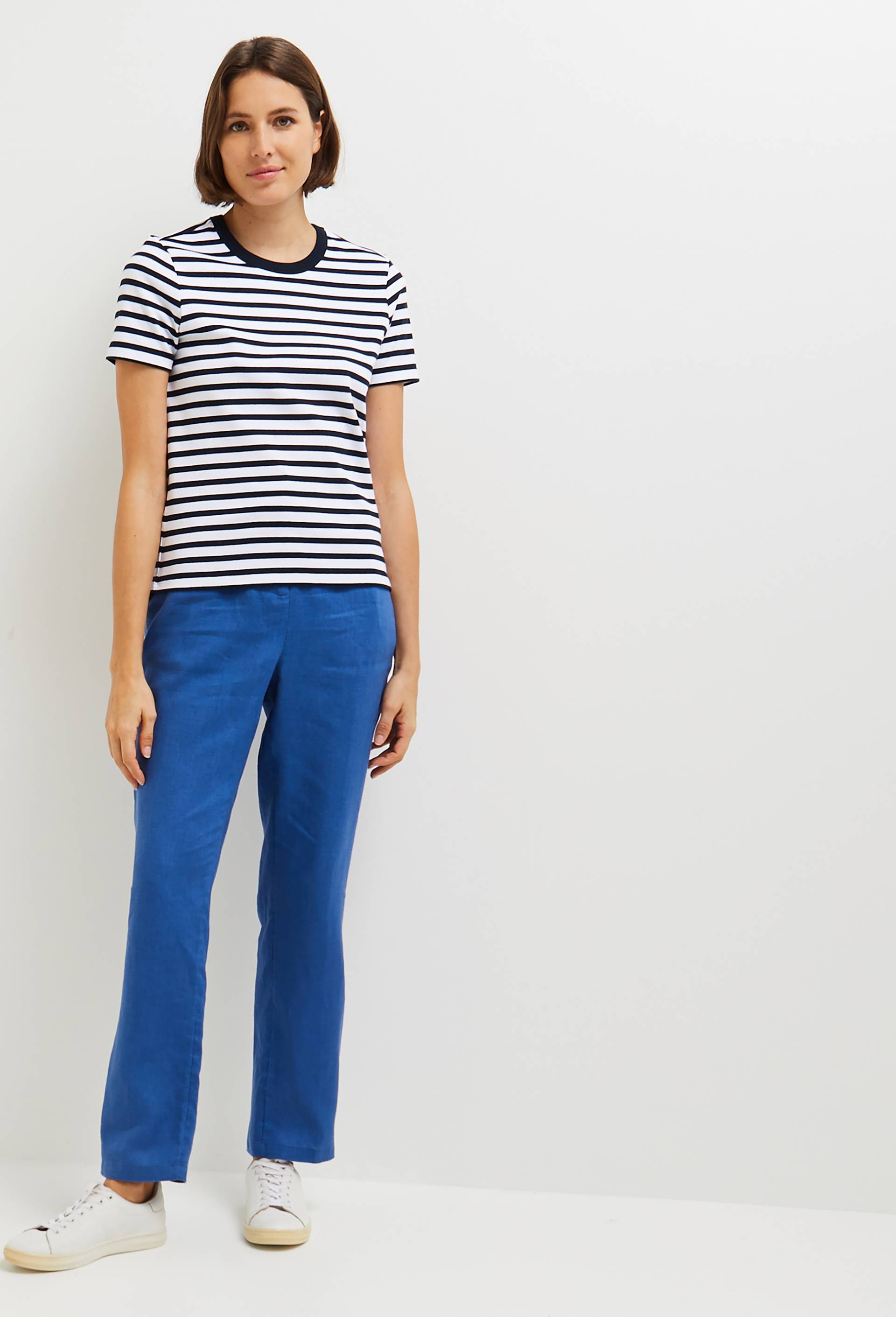 Pantalon carotte en lin, cértifié European flax, Bleu, large image number 0.0