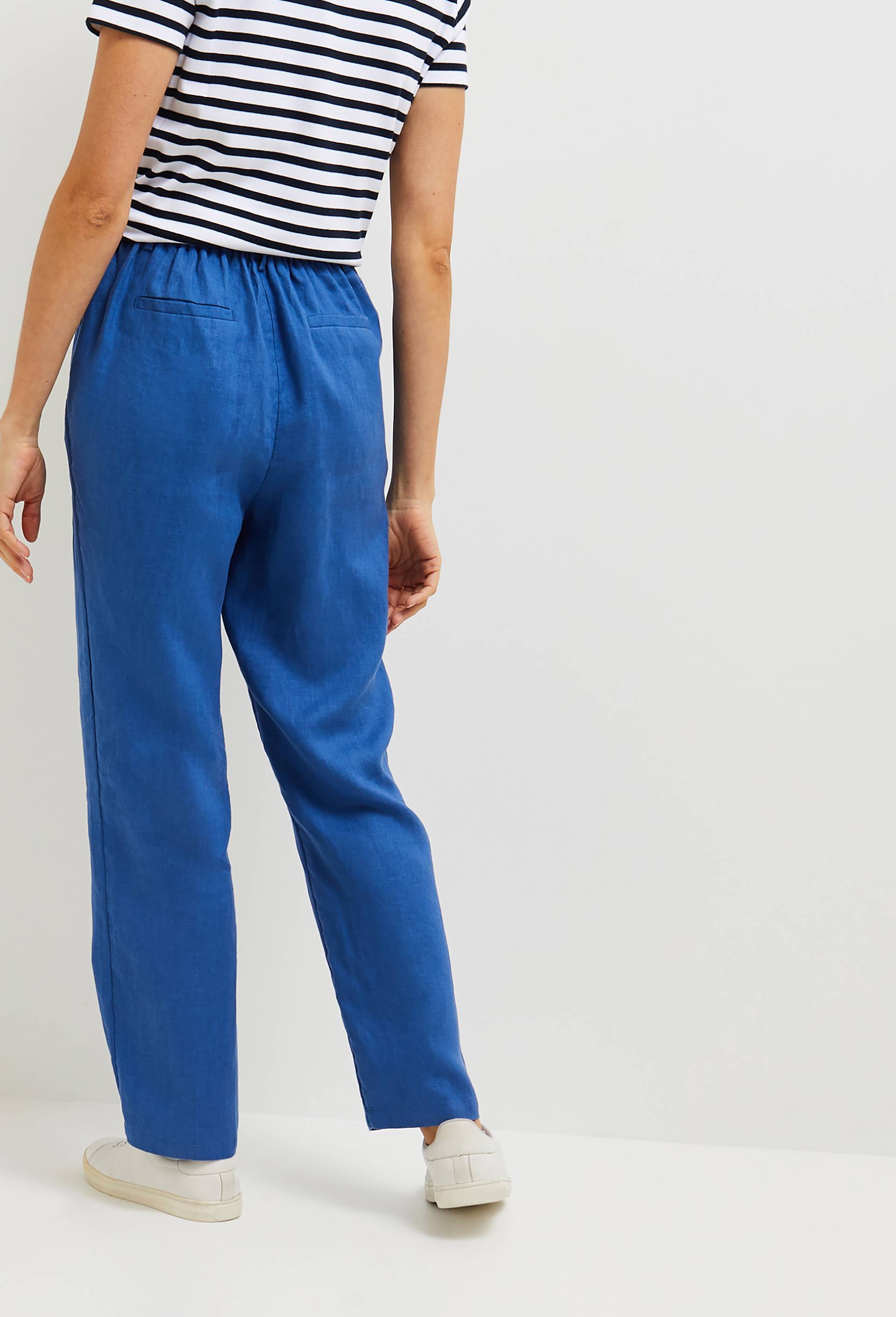 Pantalon carotte en lin, cértifié European flax, Bleu, large image number 1.0