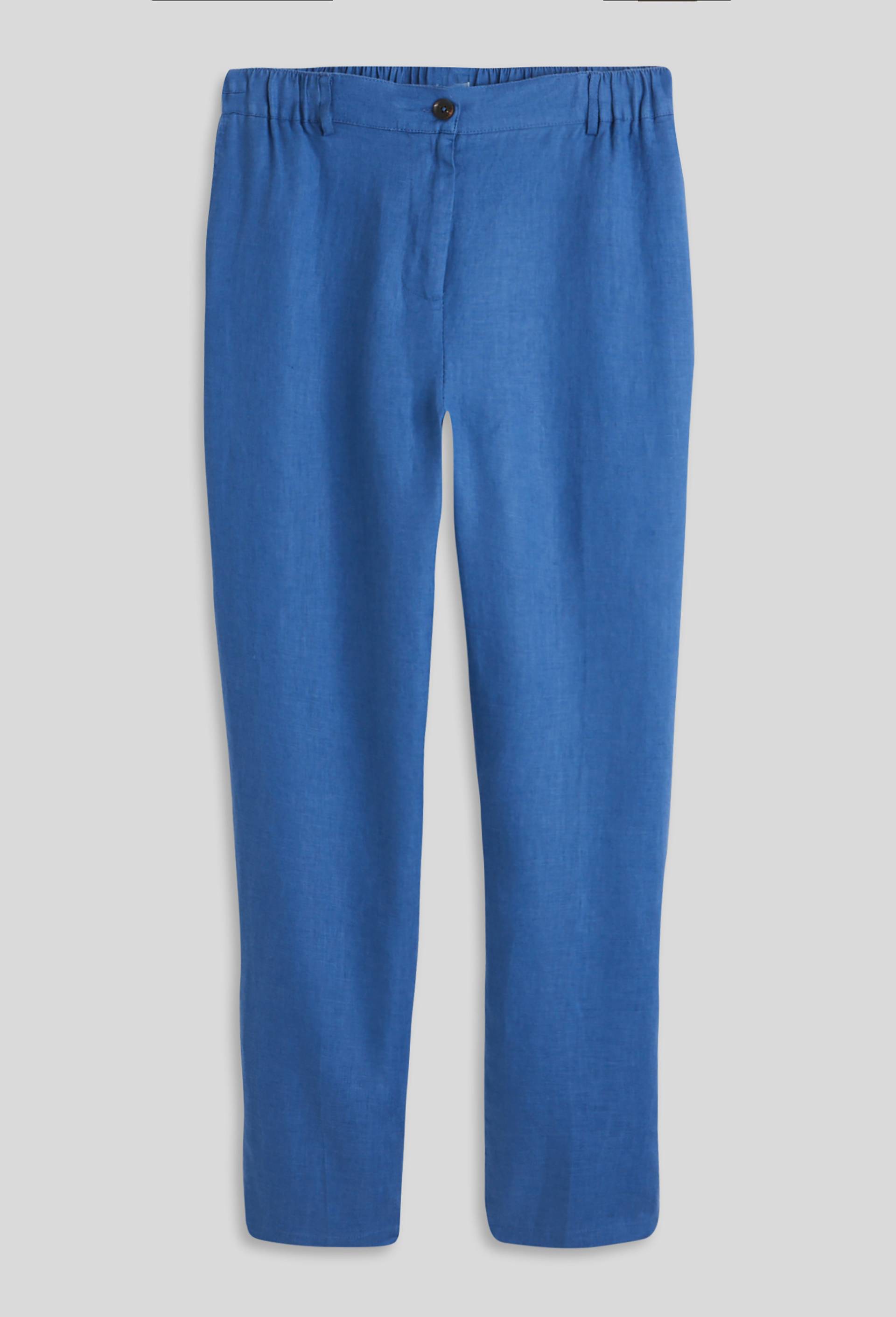 Pantalon carotte en lin, cértifié European flax, Bleu, large image number 2.0