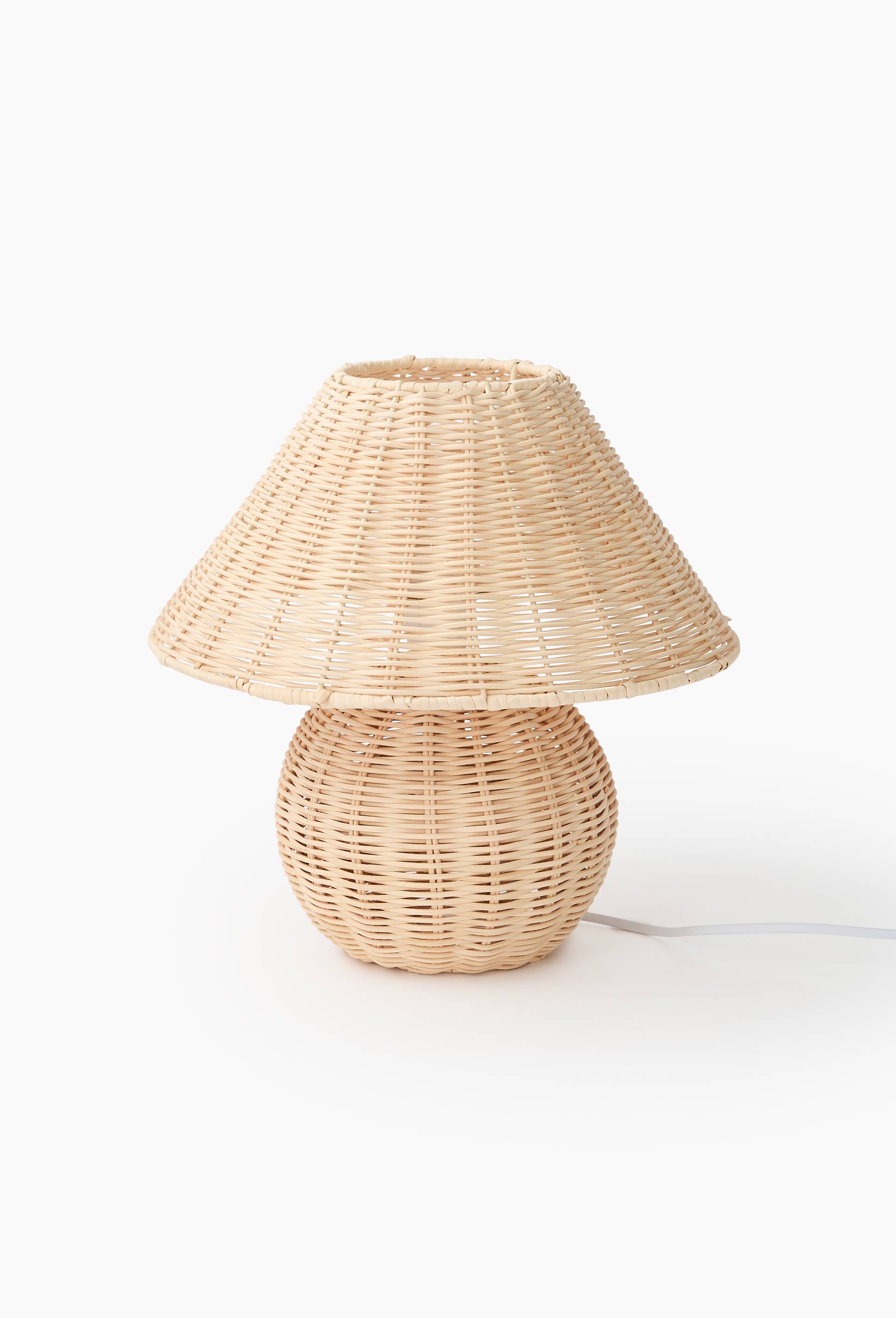 Lampe de chevet, 38x38cm, en rotin, Beige clair, large image number 0
