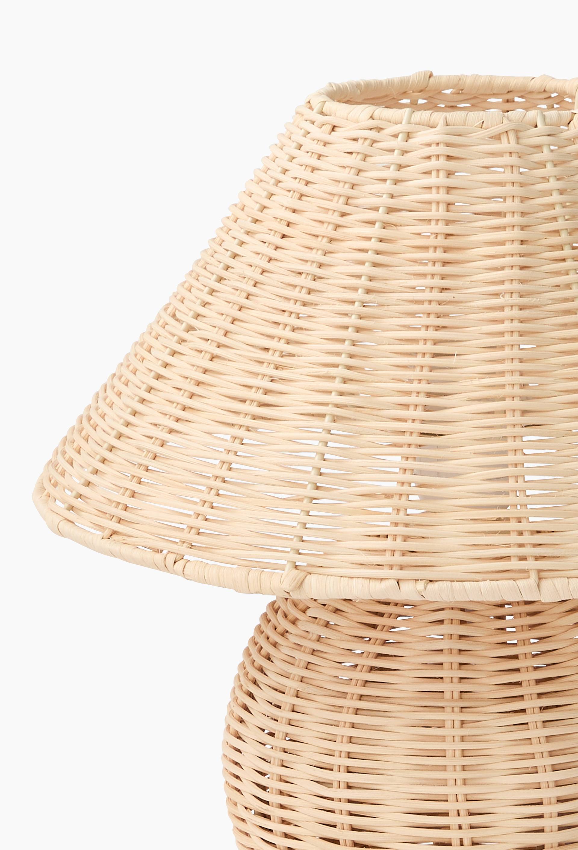 Lampe de chevet, 38x38cm, en rotin, Beige clair, large image number 1