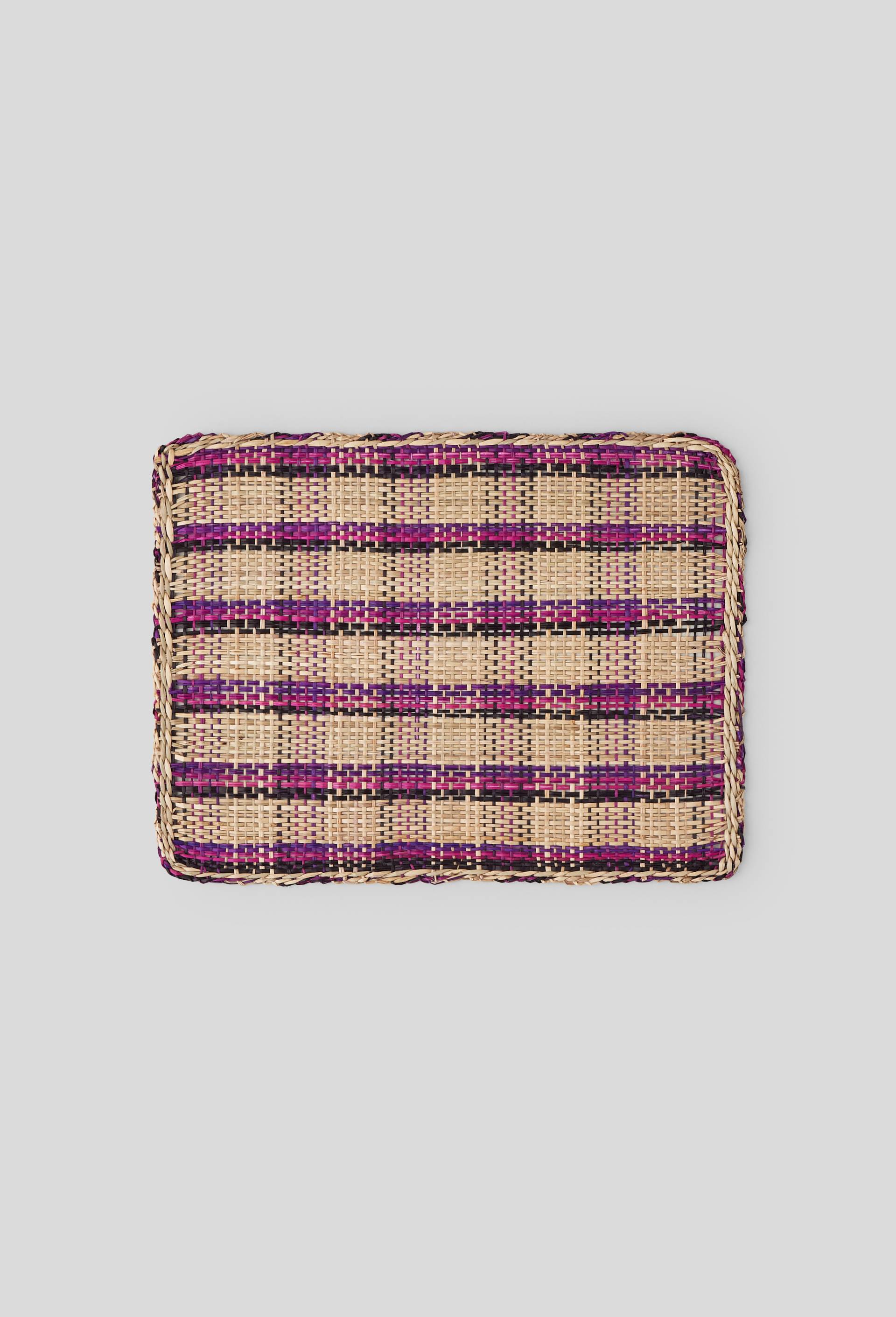 Set de table, vannerie carreaux, 33x48cm, Violet foncé, large image number 0.0