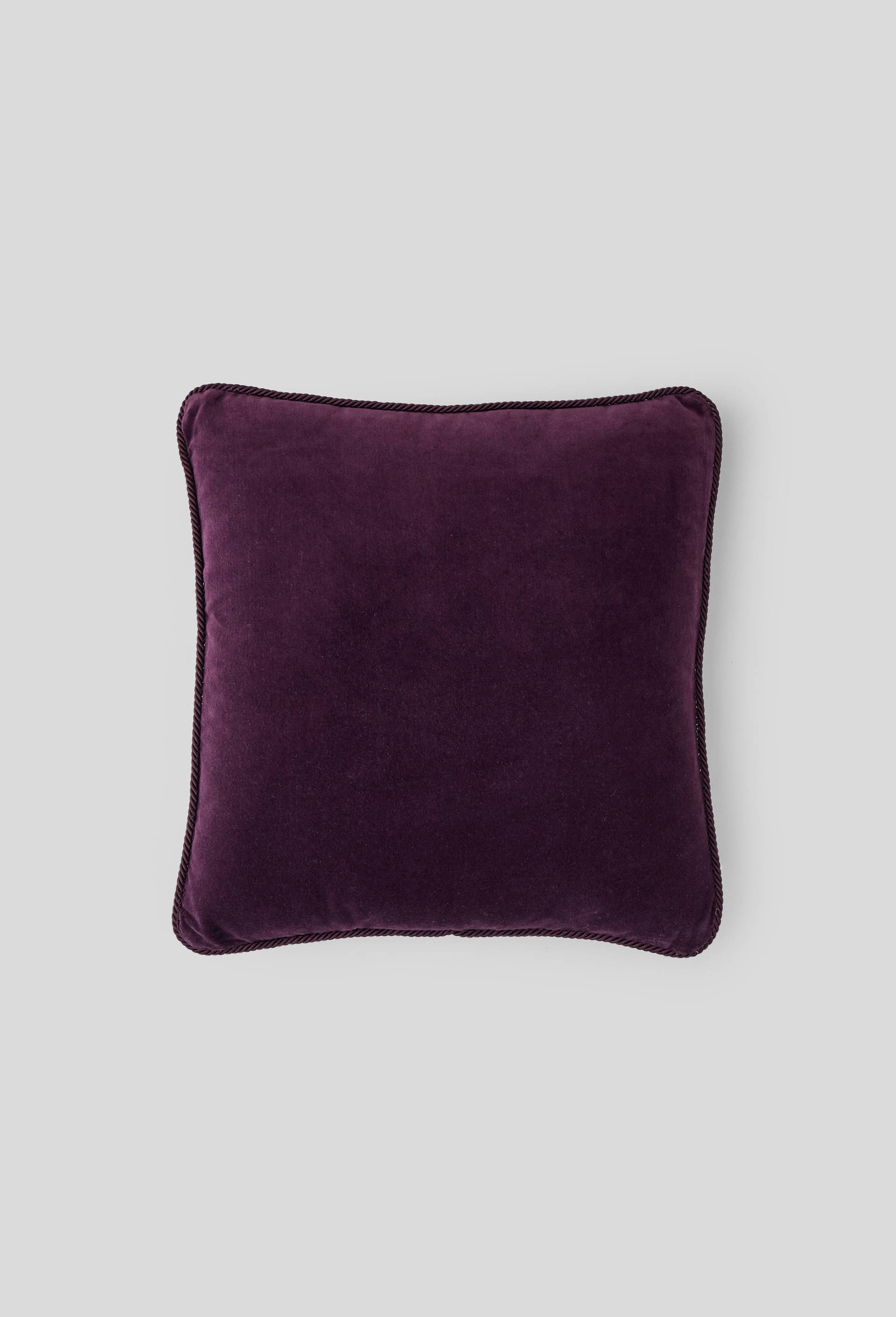Coussin velours myrtille,45x45cm,coton, Violet foncé, large image number 0